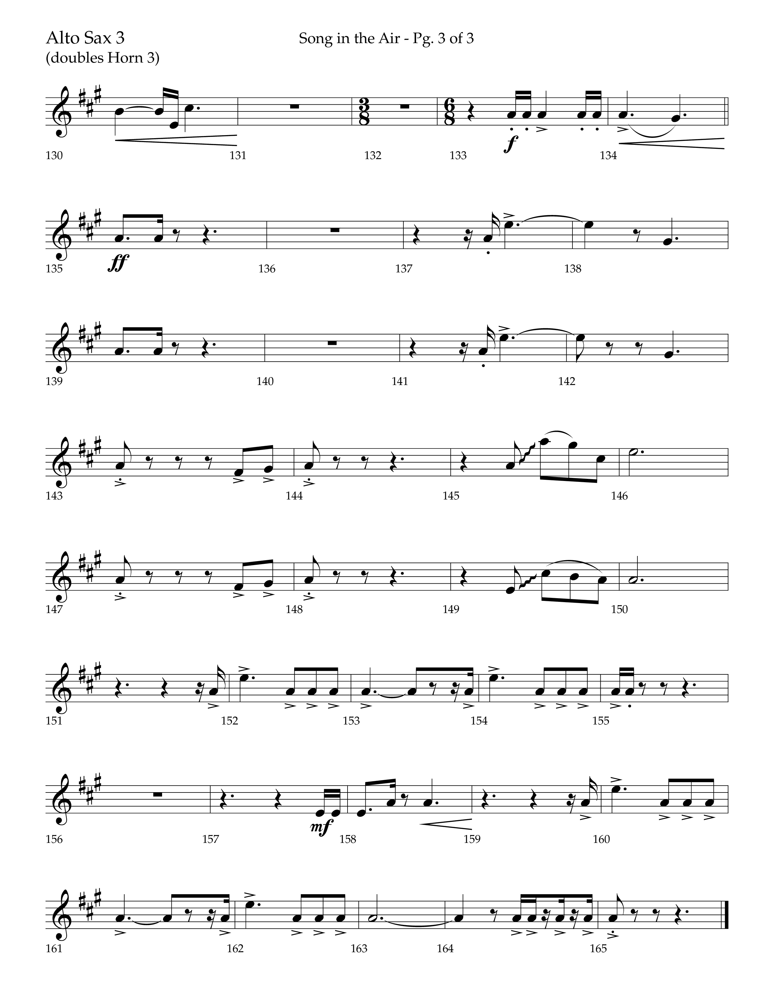 Song in the Air (Choral Anthem SATB) Alto Sax (Lifeway Choral / Arr. Bradley Knight)