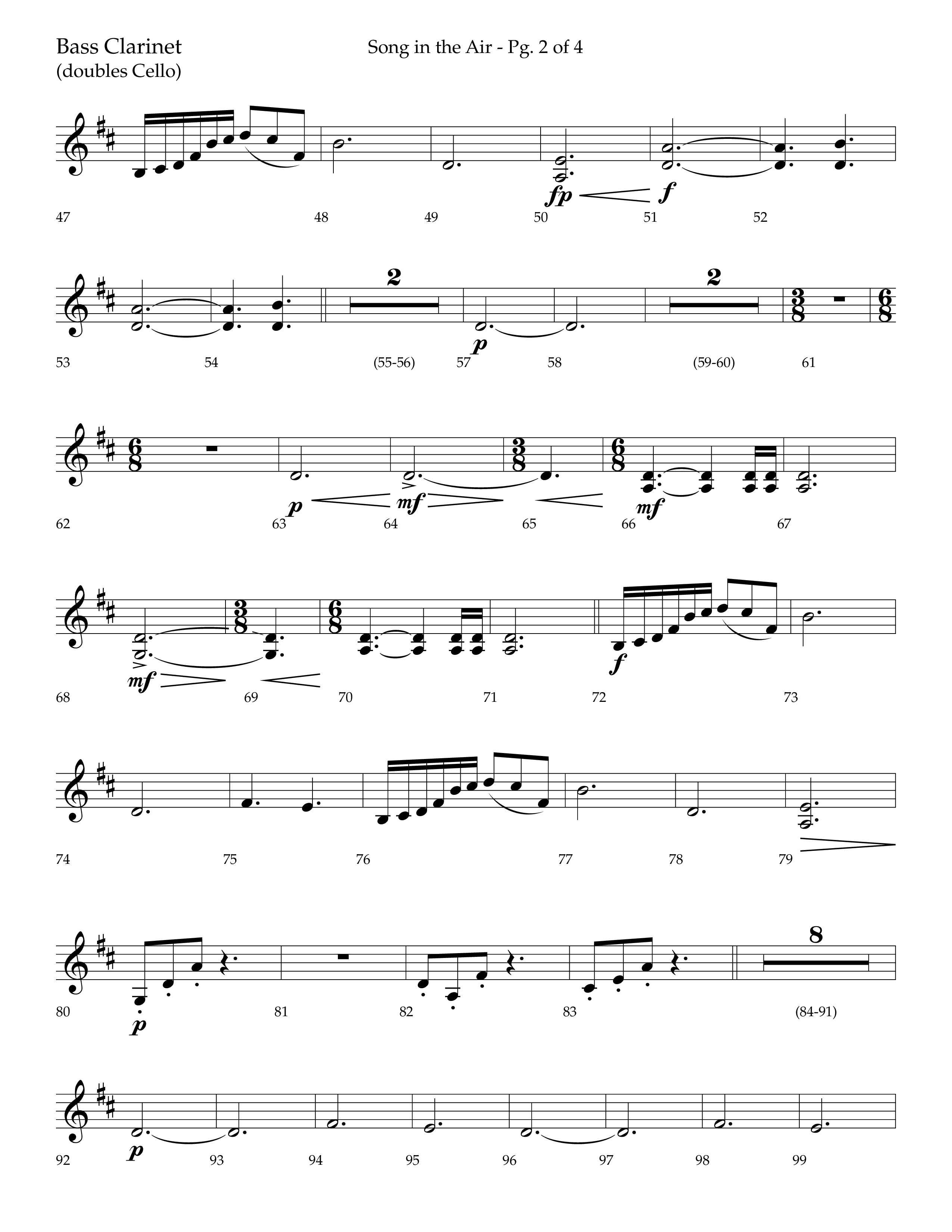 Song in the Air (Choral Anthem SATB) Bass Clarinet (Lifeway Choral / Arr. Bradley Knight)