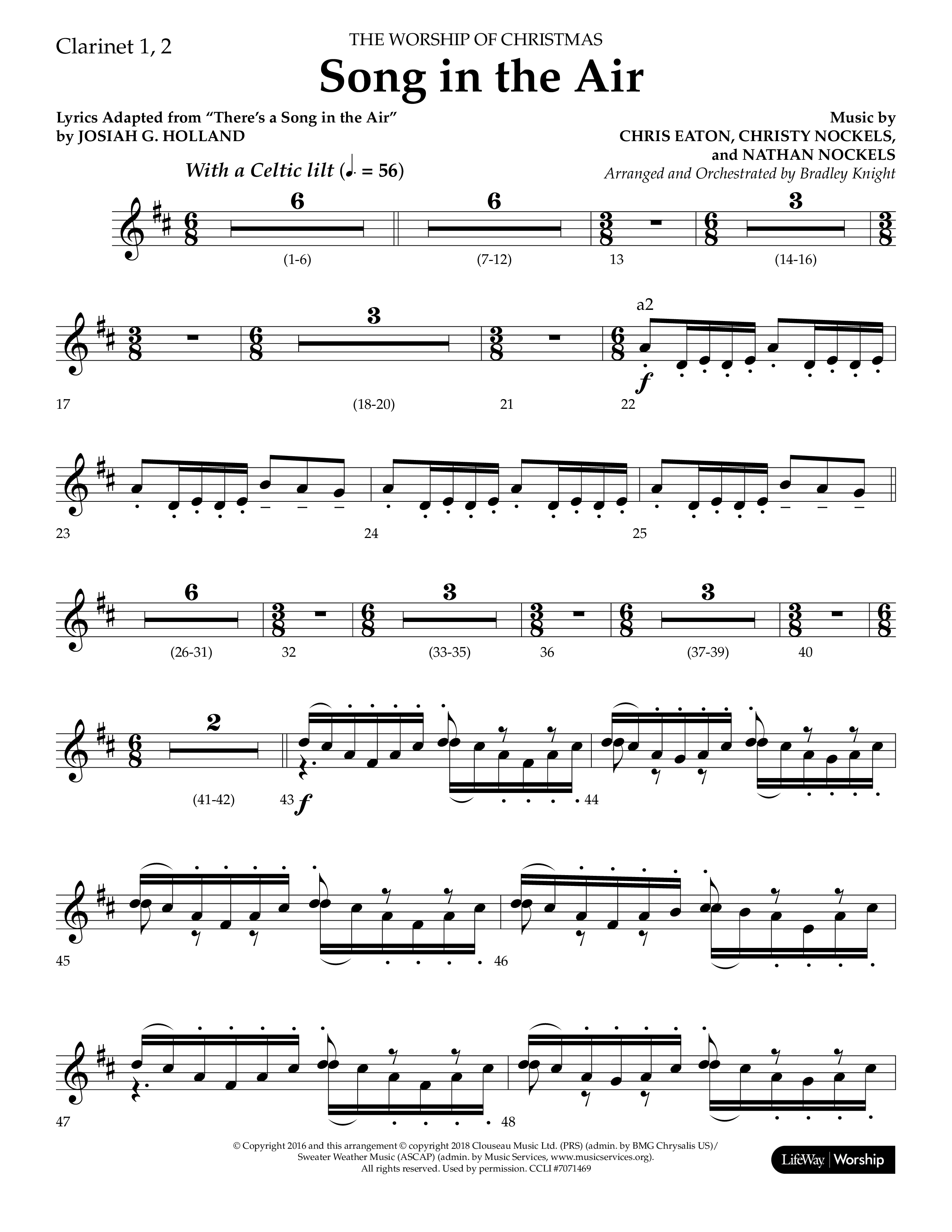 Song in the Air (Choral Anthem SATB) Clarinet 1/2 (Lifeway Choral / Arr. Bradley Knight)