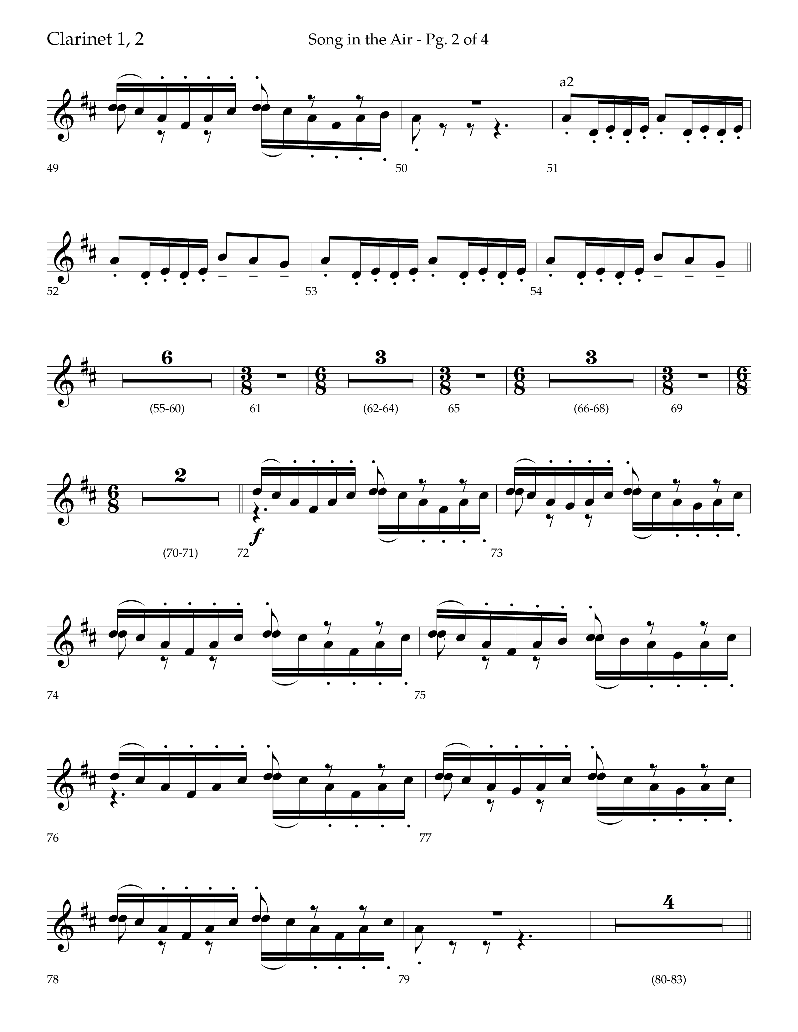 Song in the Air (Choral Anthem SATB) Clarinet 1/2 (Lifeway Choral / Arr. Bradley Knight)