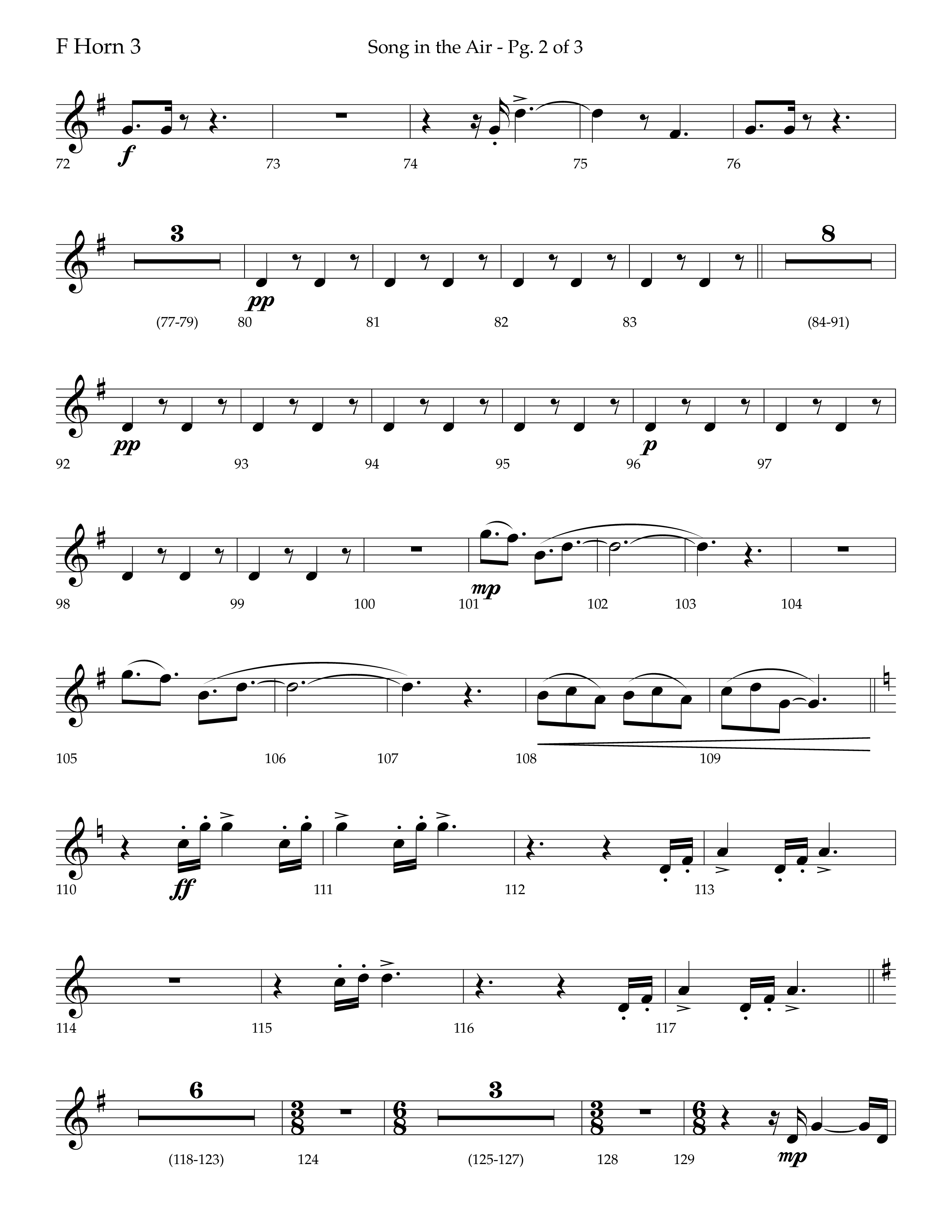 Song in the Air (Choral Anthem SATB) French Horn 3 (Lifeway Choral / Arr. Bradley Knight)