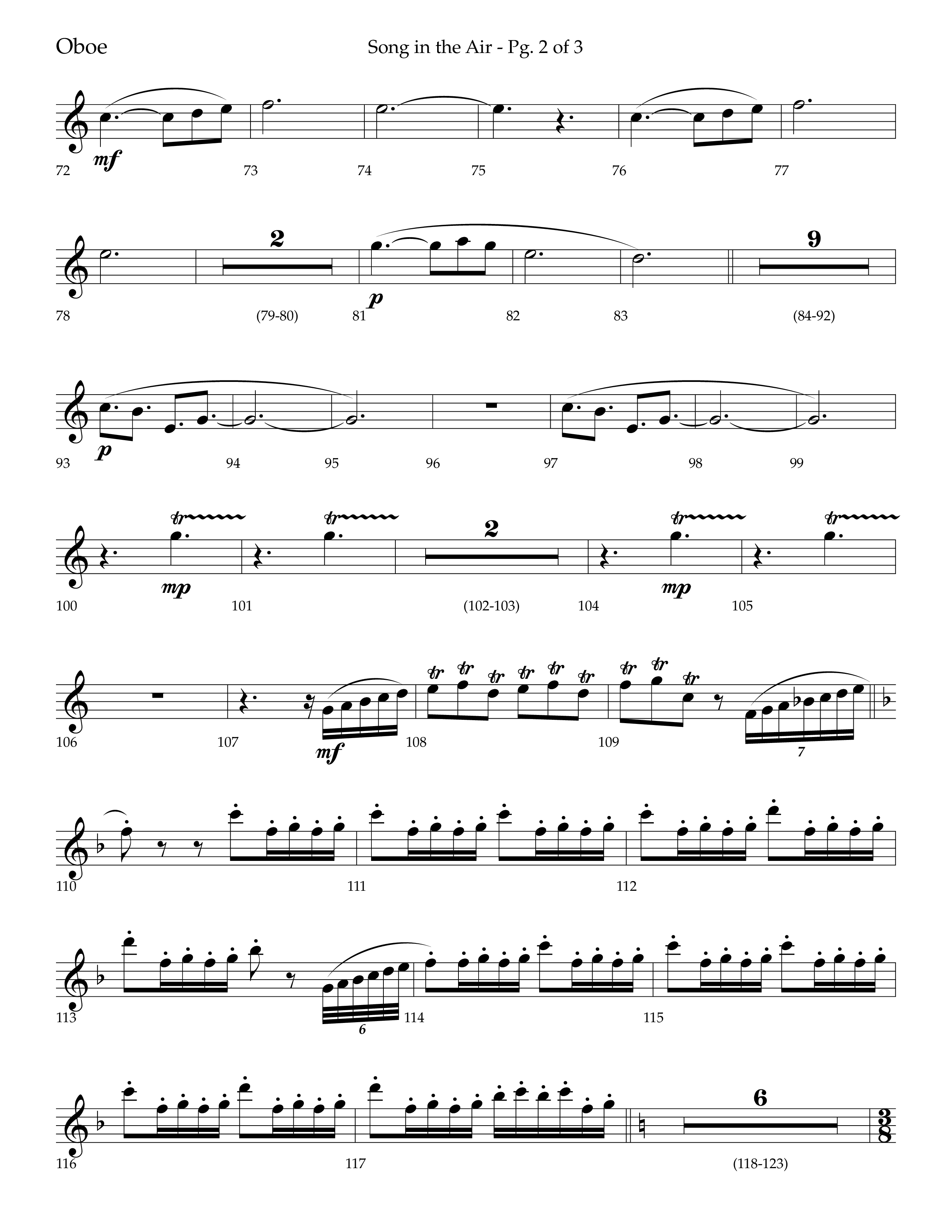 Song in the Air (Choral Anthem SATB) Oboe (Lifeway Choral / Arr. Bradley Knight)