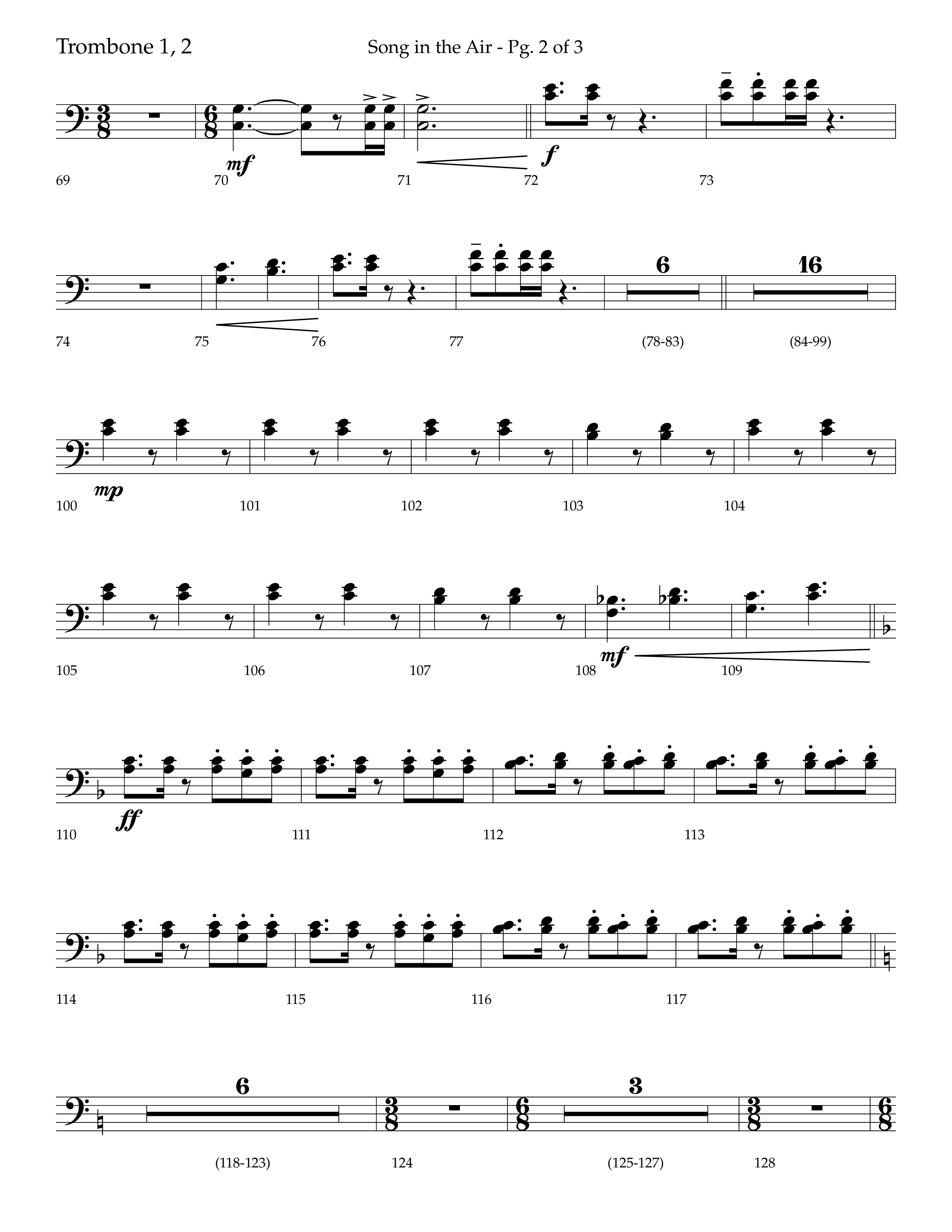 Song in the Air (Choral Anthem SATB) Trombone 1/2 (Lifeway Choral / Arr. Bradley Knight)