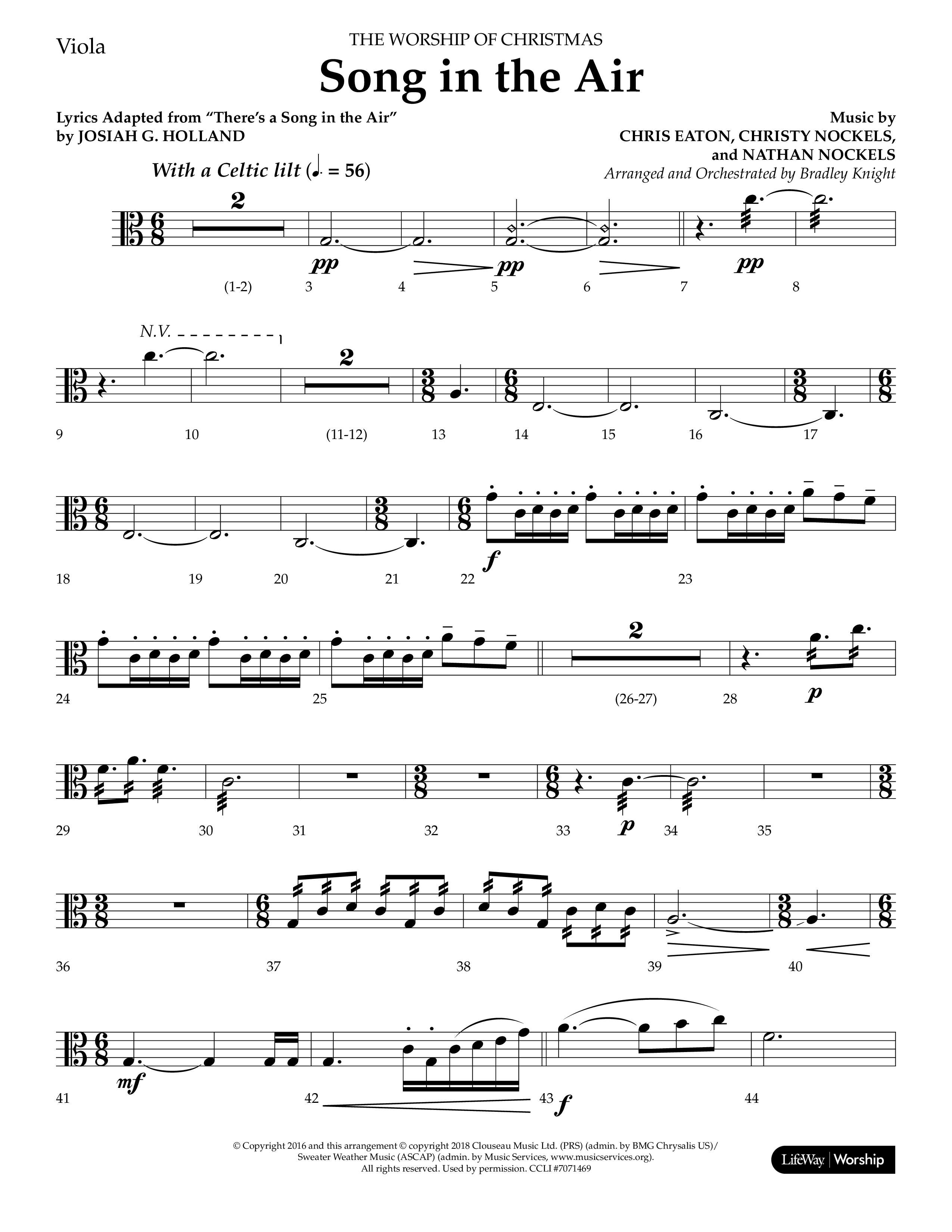Song in the Air (Choral Anthem SATB) Viola (Lifeway Choral / Arr. Bradley Knight)