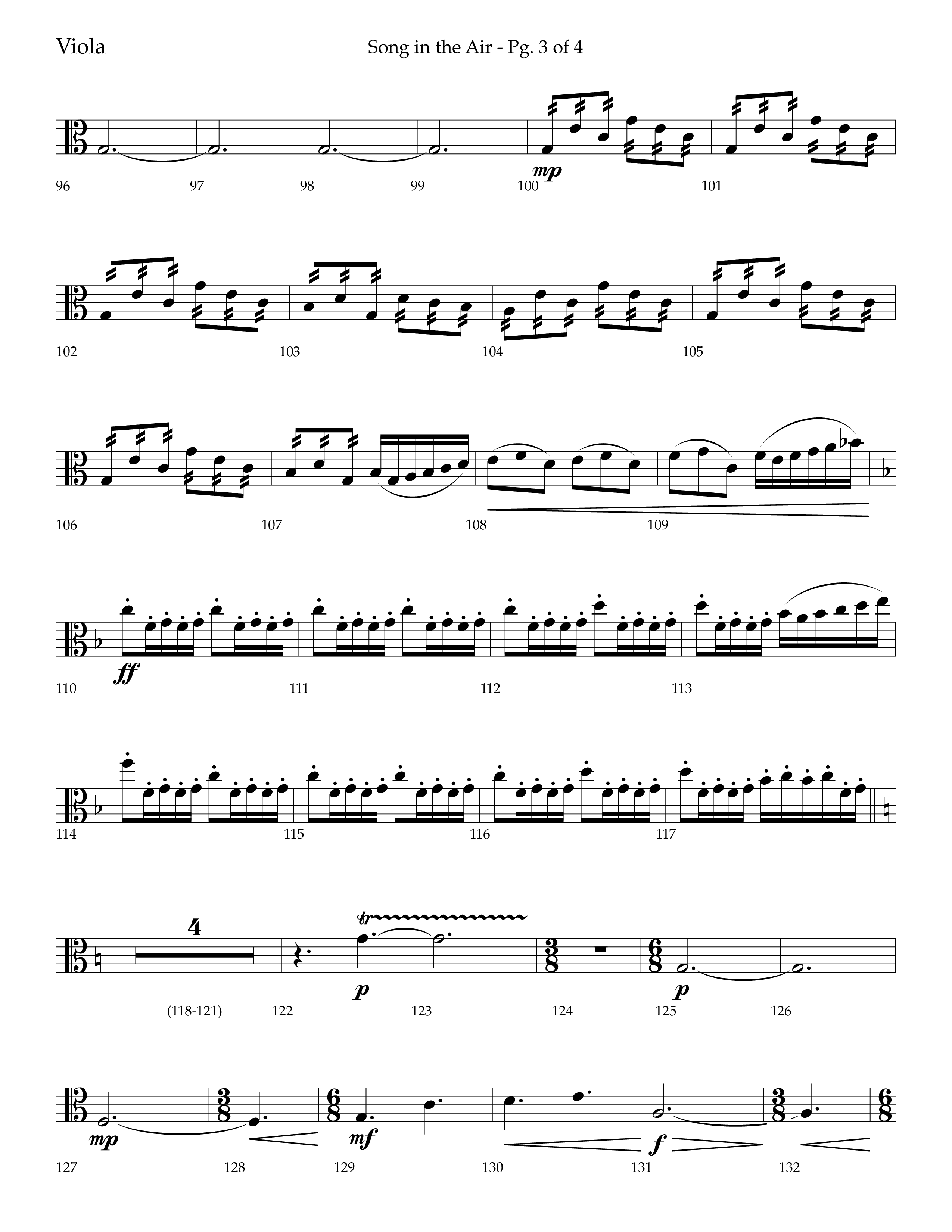 Song in the Air (Choral Anthem SATB) Viola (Lifeway Choral / Arr. Bradley Knight)