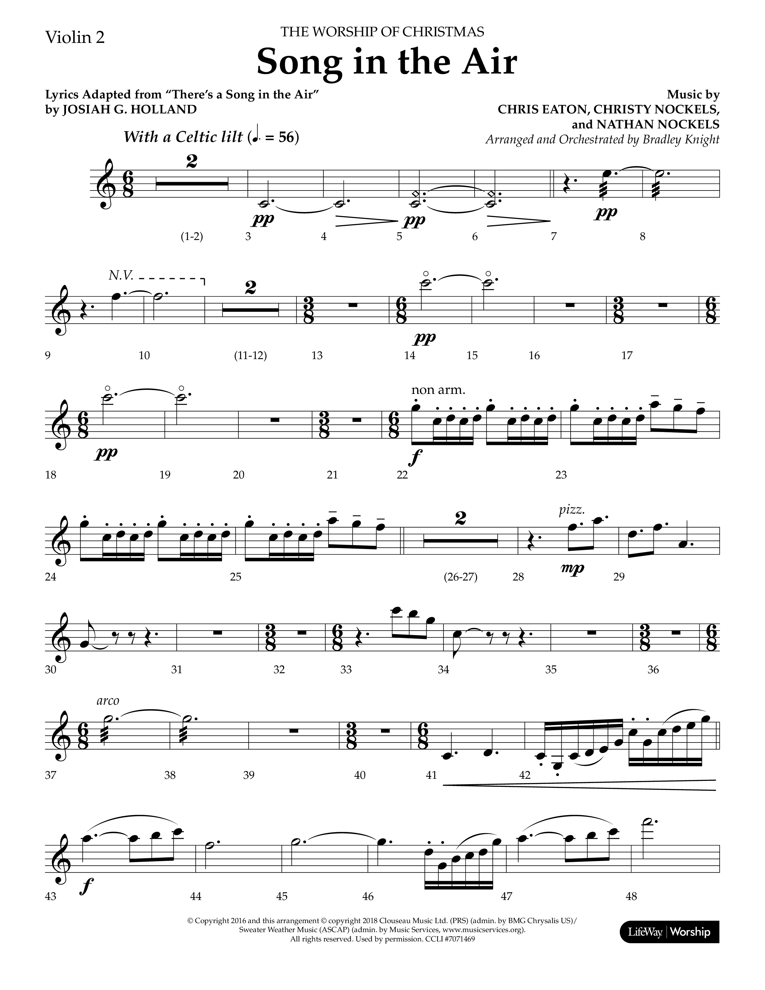 Song in the Air (Choral Anthem SATB) Violin 2 (Lifeway Choral / Arr. Bradley Knight)