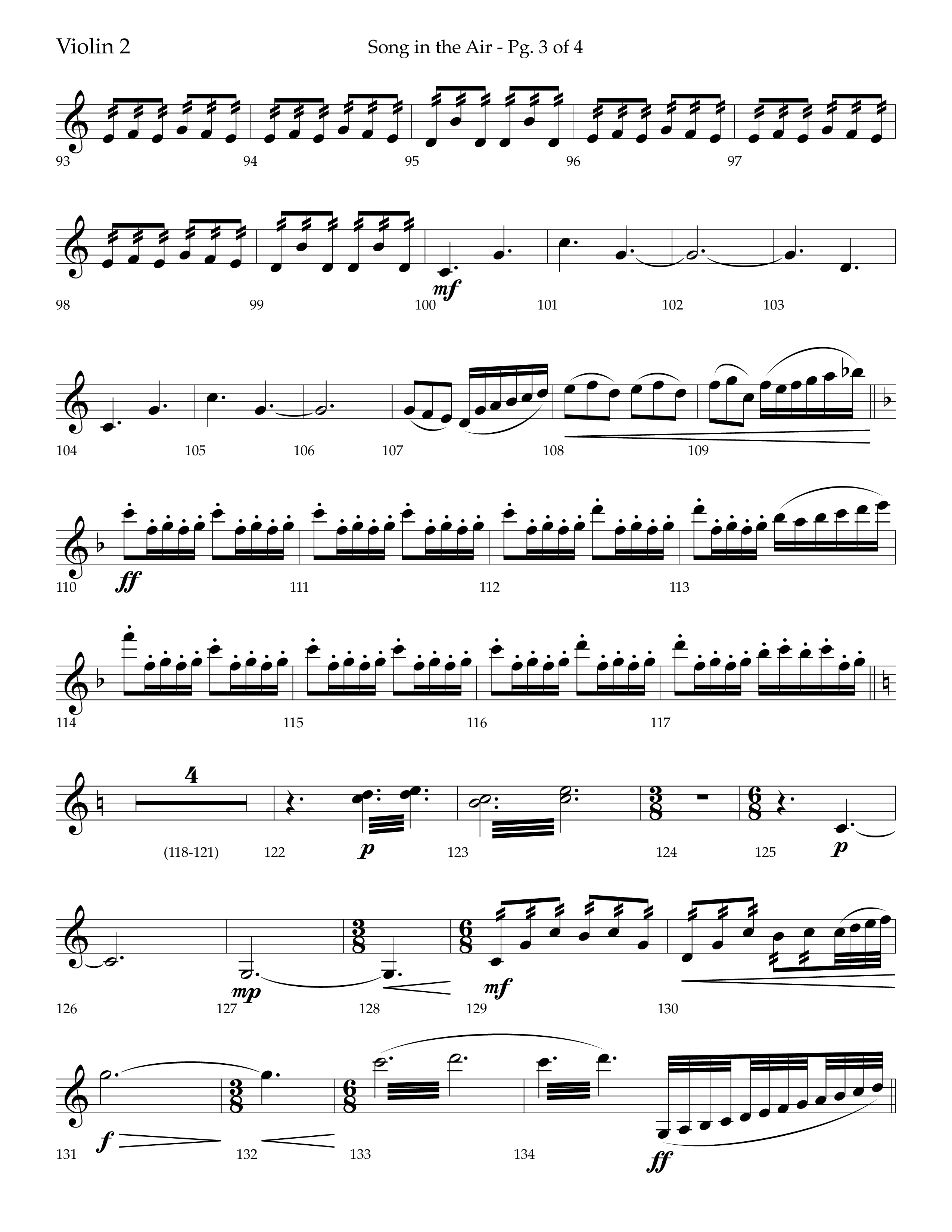 Song in the Air (Choral Anthem SATB) Violin 2 (Lifeway Choral / Arr. Bradley Knight)