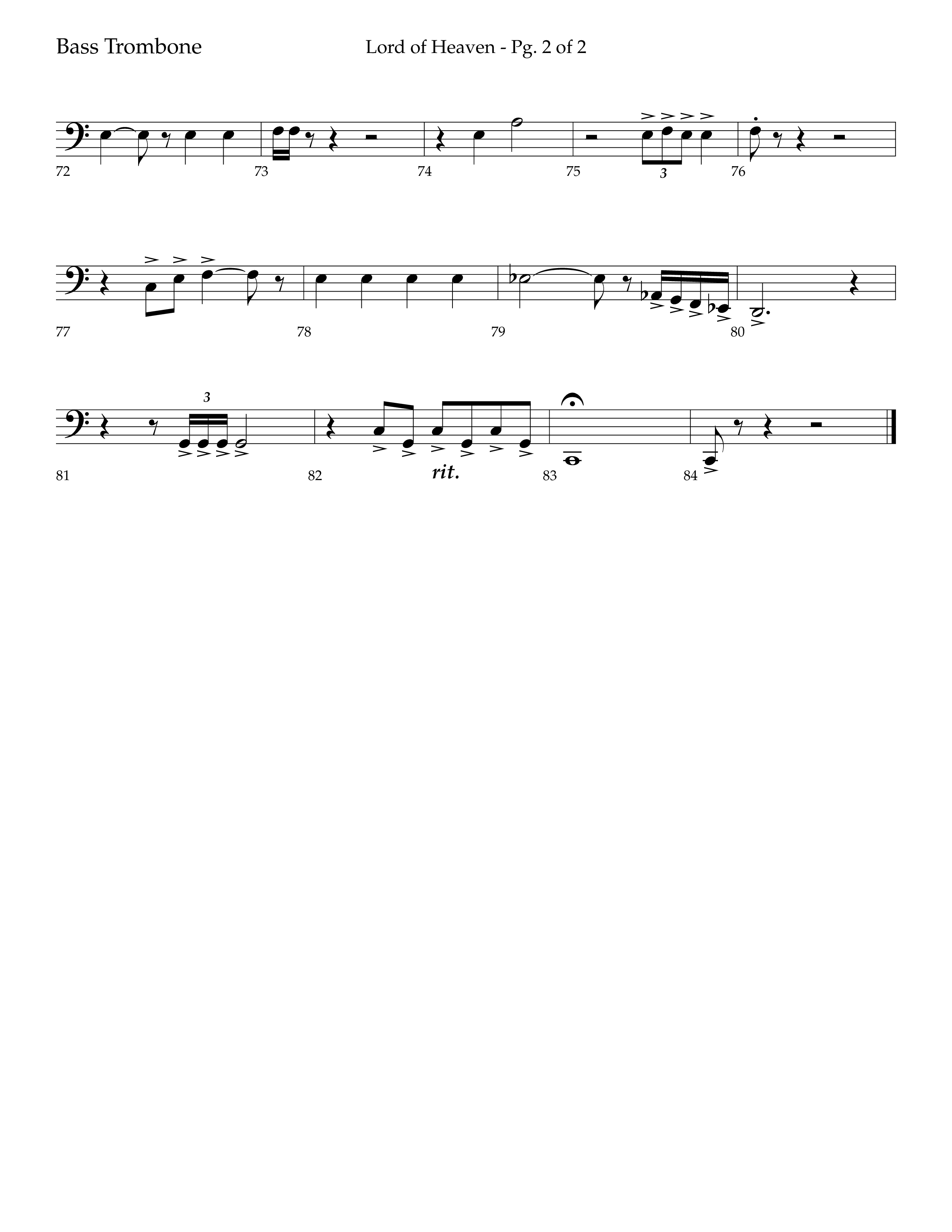 Lord of Heaven (with Holy, Holy, Holy) (Choral Anthem SATB) Bass Trombone (Lifeway Choral / Arr. Bradley Knight)