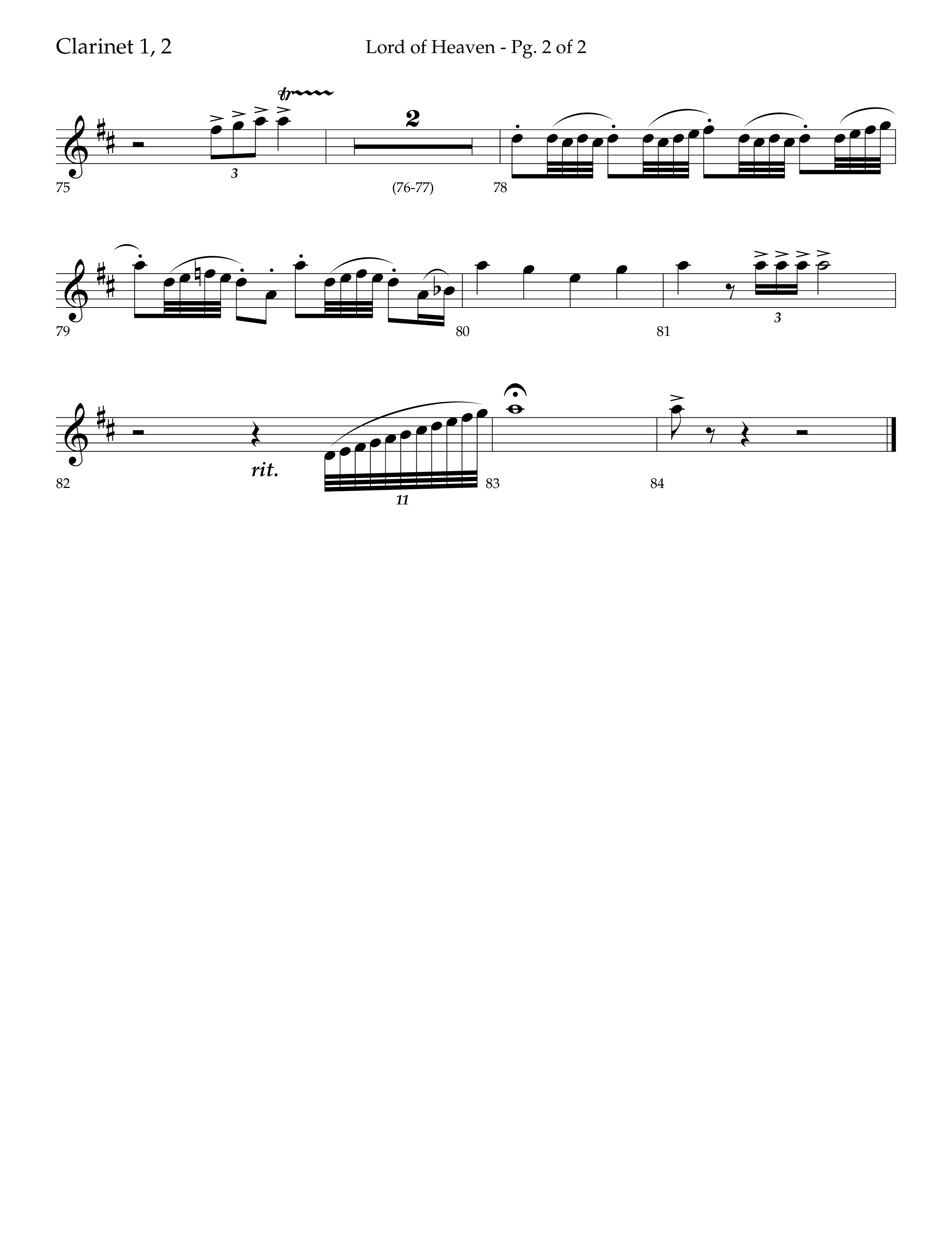 Lord of Heaven (with Holy, Holy, Holy) (Choral Anthem SATB) Clarinet 1/2 (Lifeway Choral / Arr. Bradley Knight)