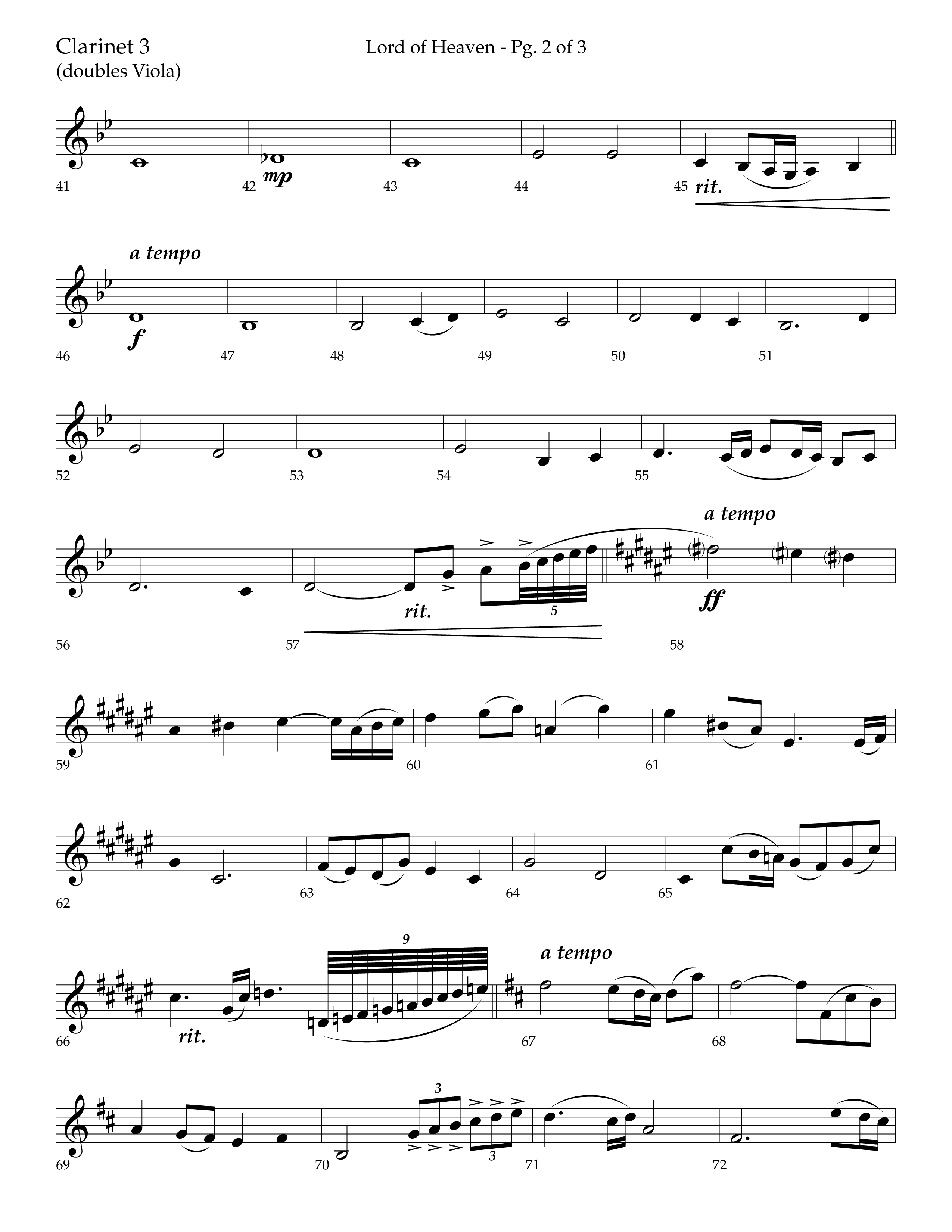 Lord of Heaven (with Holy, Holy, Holy) (Choral Anthem SATB) Clarinet 3 (Lifeway Choral / Arr. Bradley Knight)