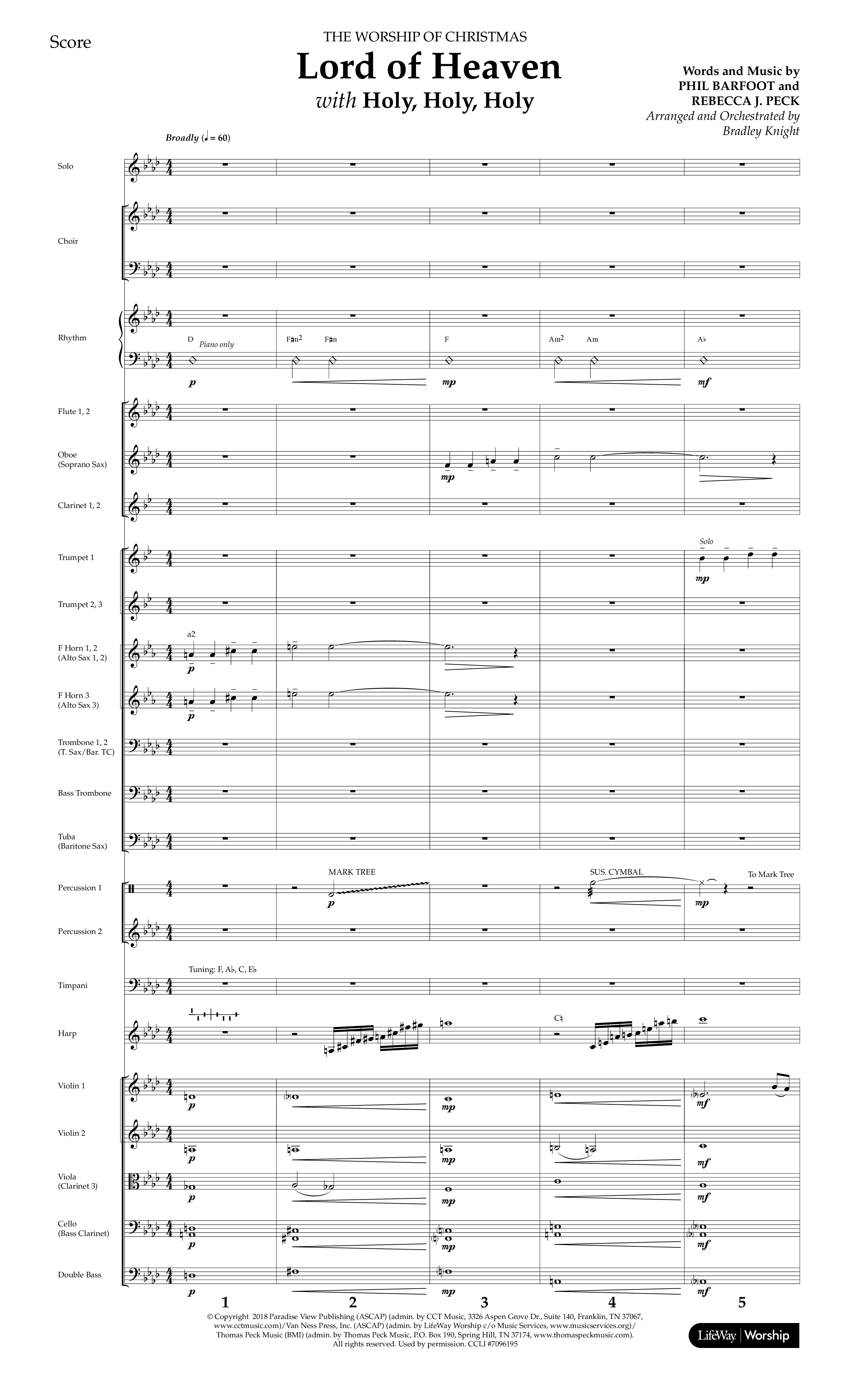 Lord of Heaven (with Holy, Holy, Holy) (Choral Anthem SATB) Orchestration (Lifeway Choral / Arr. Bradley Knight)