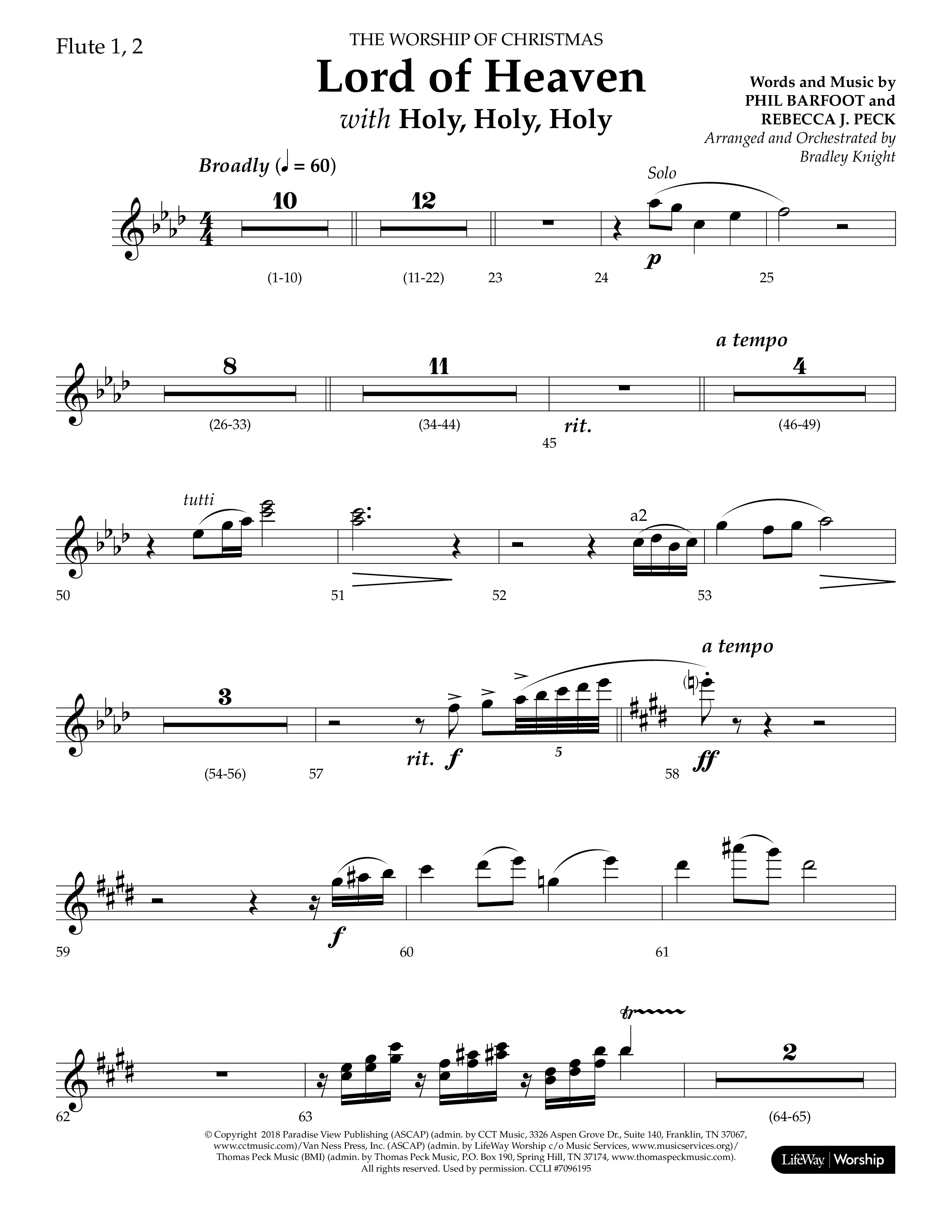 Lord of Heaven (with Holy, Holy, Holy) (Choral Anthem SATB) Flute 1/2 (Lifeway Choral / Arr. Bradley Knight)