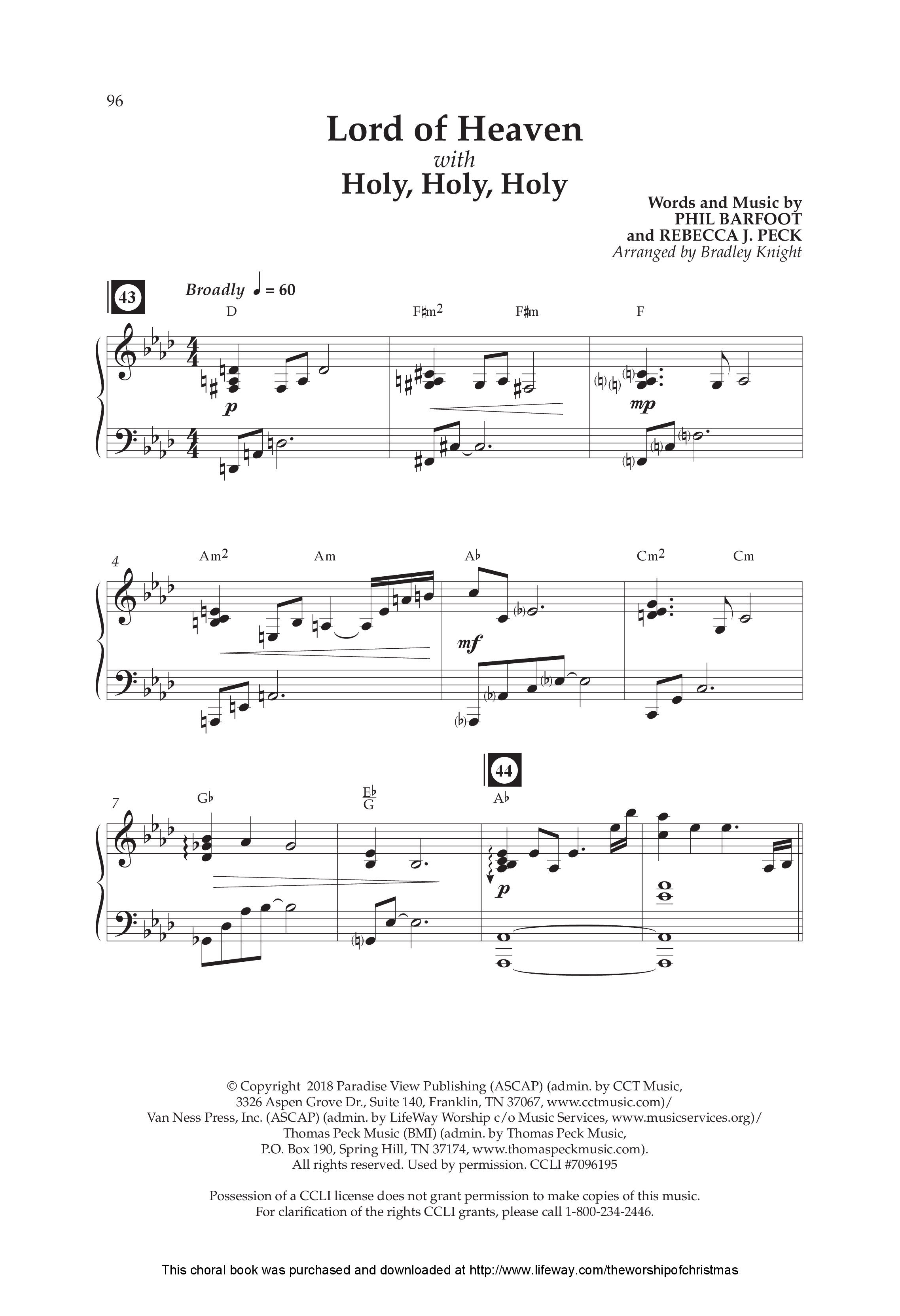 Lord of Heaven (with Holy, Holy, Holy) (Choral Anthem SATB) Anthem (SATB/Piano) (Lifeway Choral / Arr. Bradley Knight)