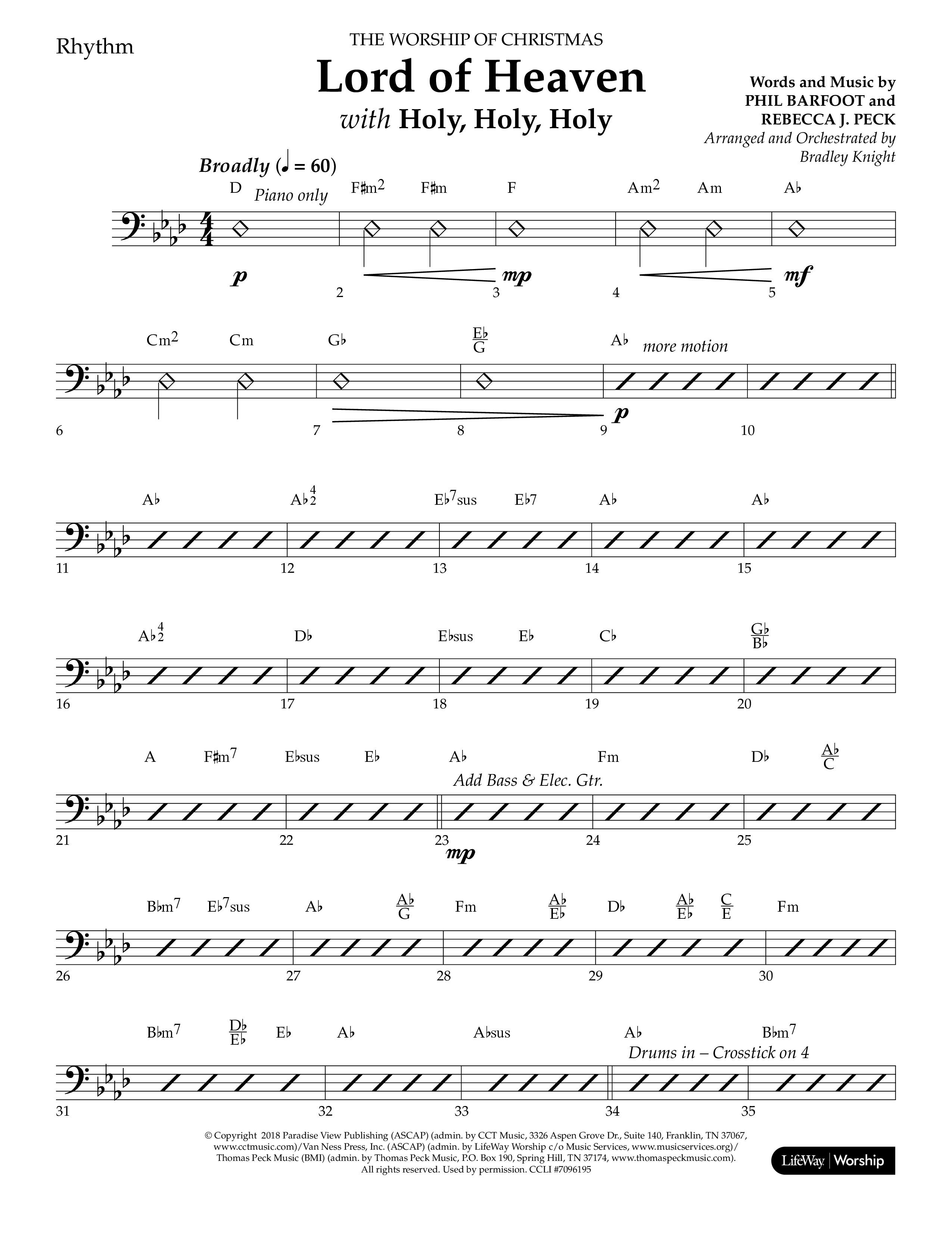 Lord of Heaven (with Holy, Holy, Holy) (Choral Anthem SATB) Rhythm Chart (Lifeway Choral / Arr. Bradley Knight)