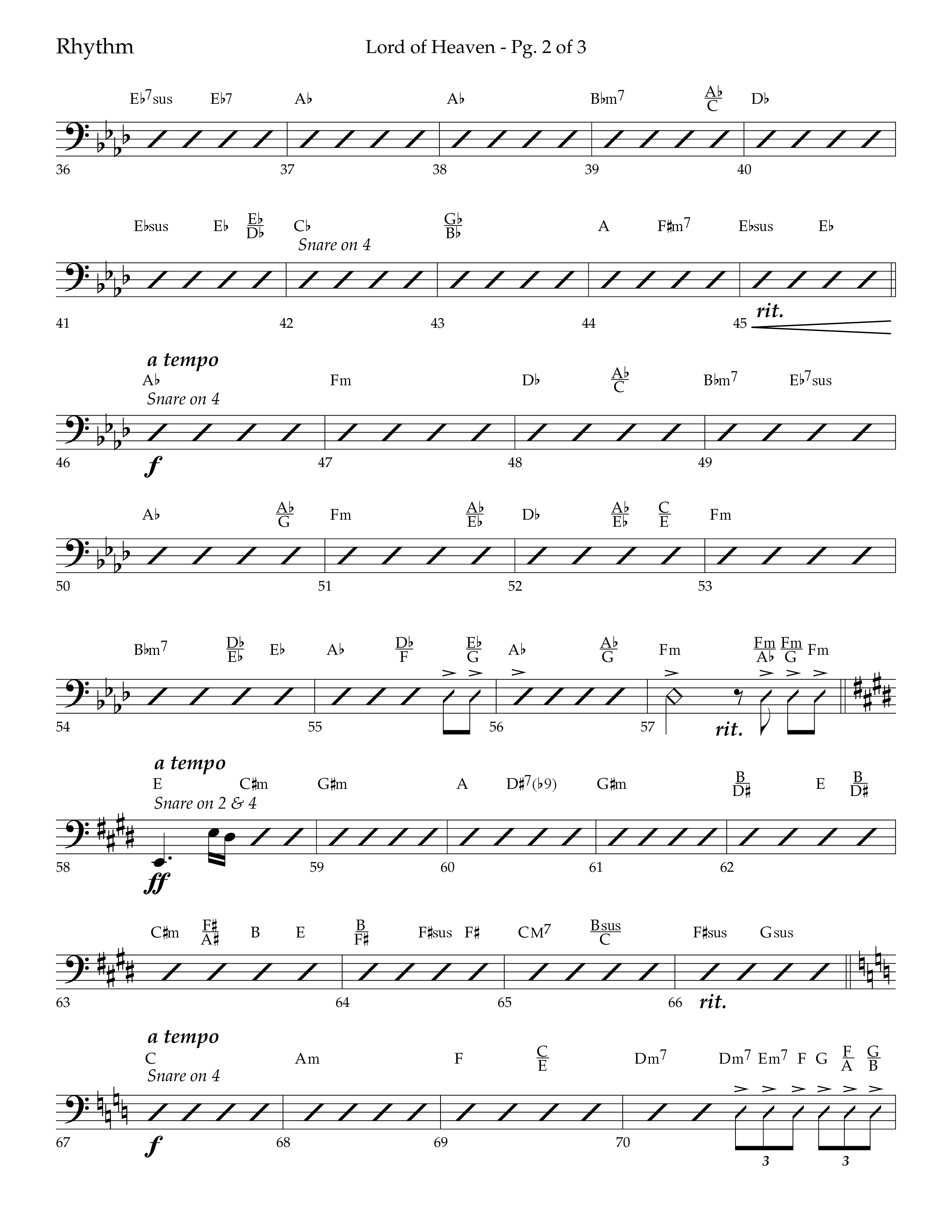 Lord of Heaven (with Holy, Holy, Holy) (Choral Anthem SATB) Rhythm Chart (Lifeway Choral / Arr. Bradley Knight)