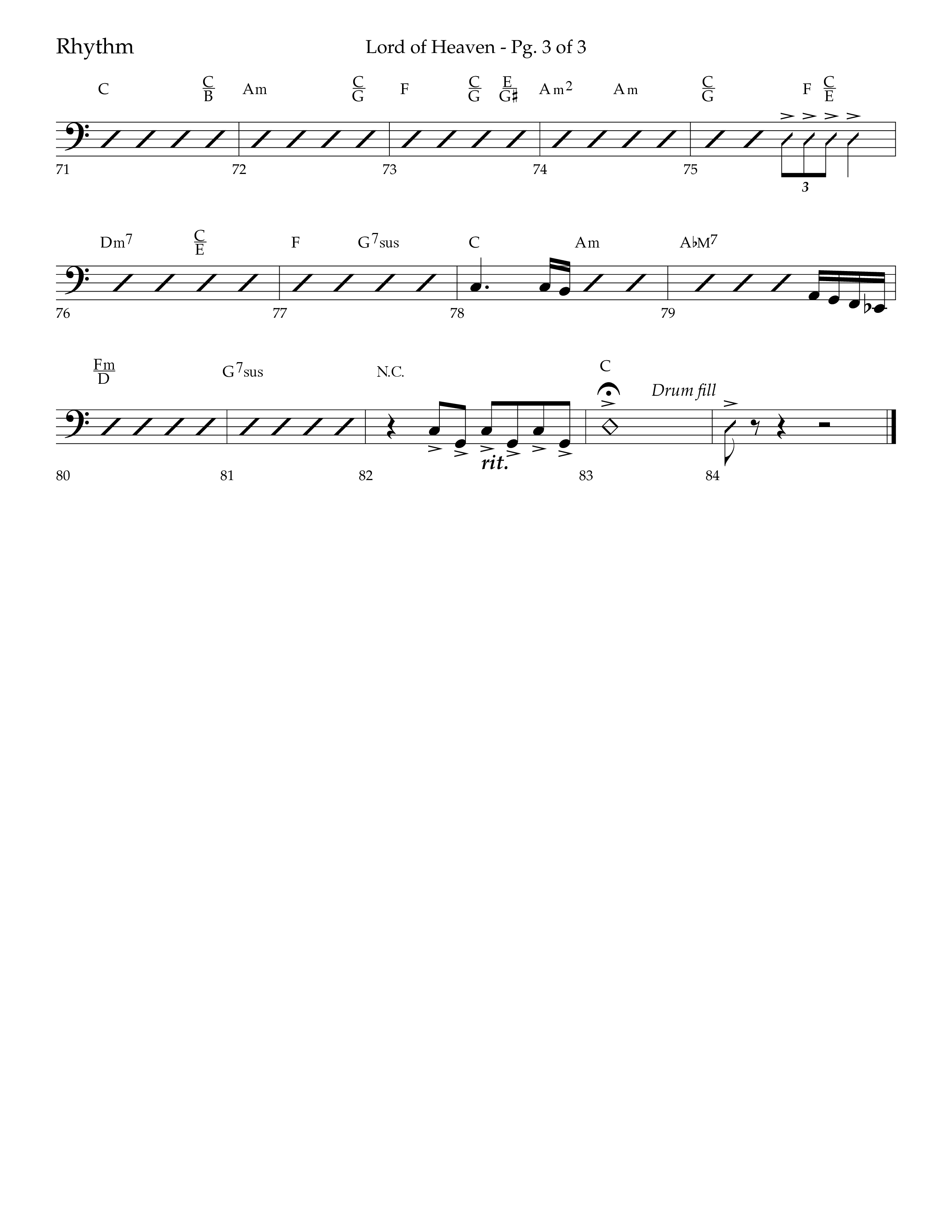 Lord of Heaven (with Holy, Holy, Holy) (Choral Anthem SATB) Rhythm Chart (Lifeway Choral / Arr. Bradley Knight)