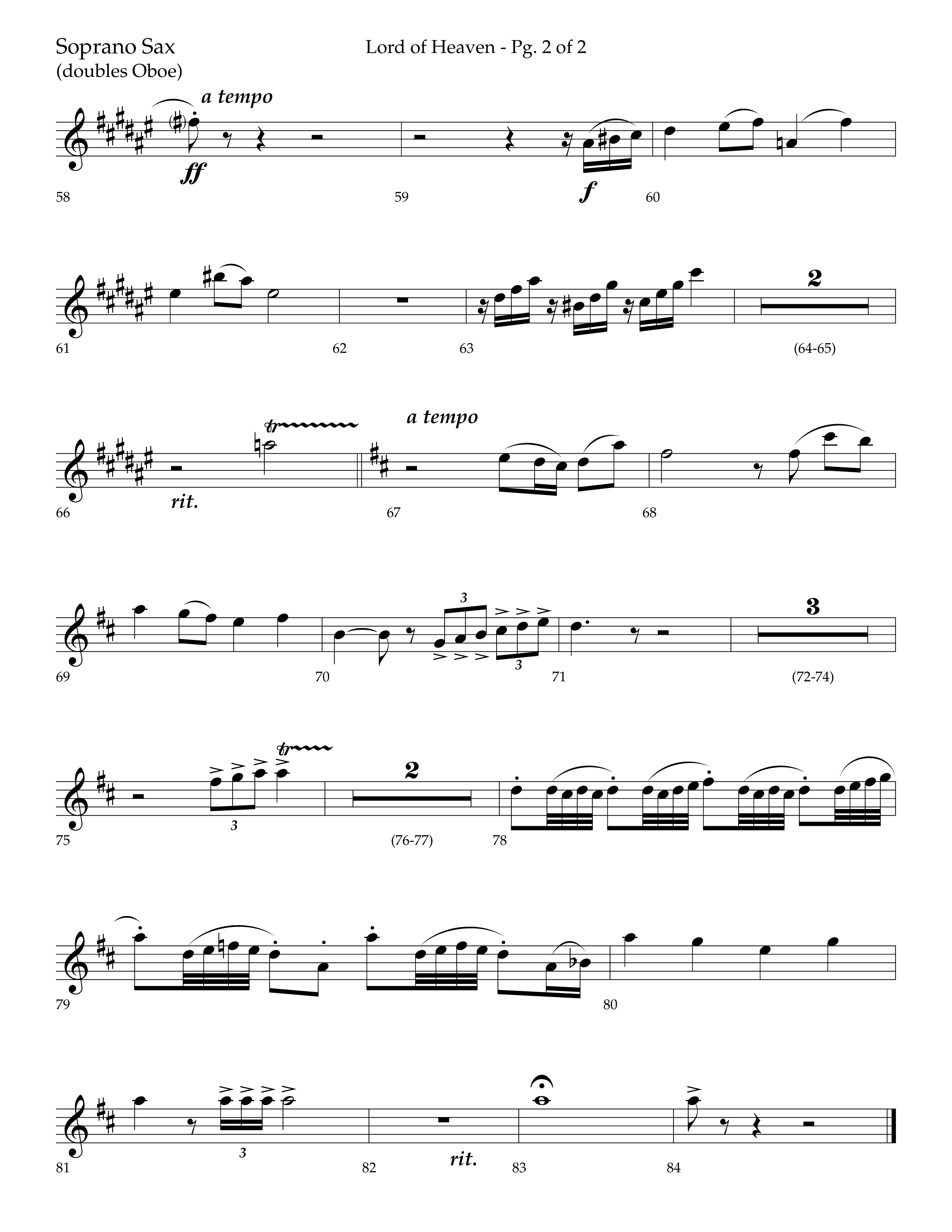 Lord of Heaven (with Holy, Holy, Holy) (Choral Anthem SATB) Soprano Sax (Lifeway Choral / Arr. Bradley Knight)