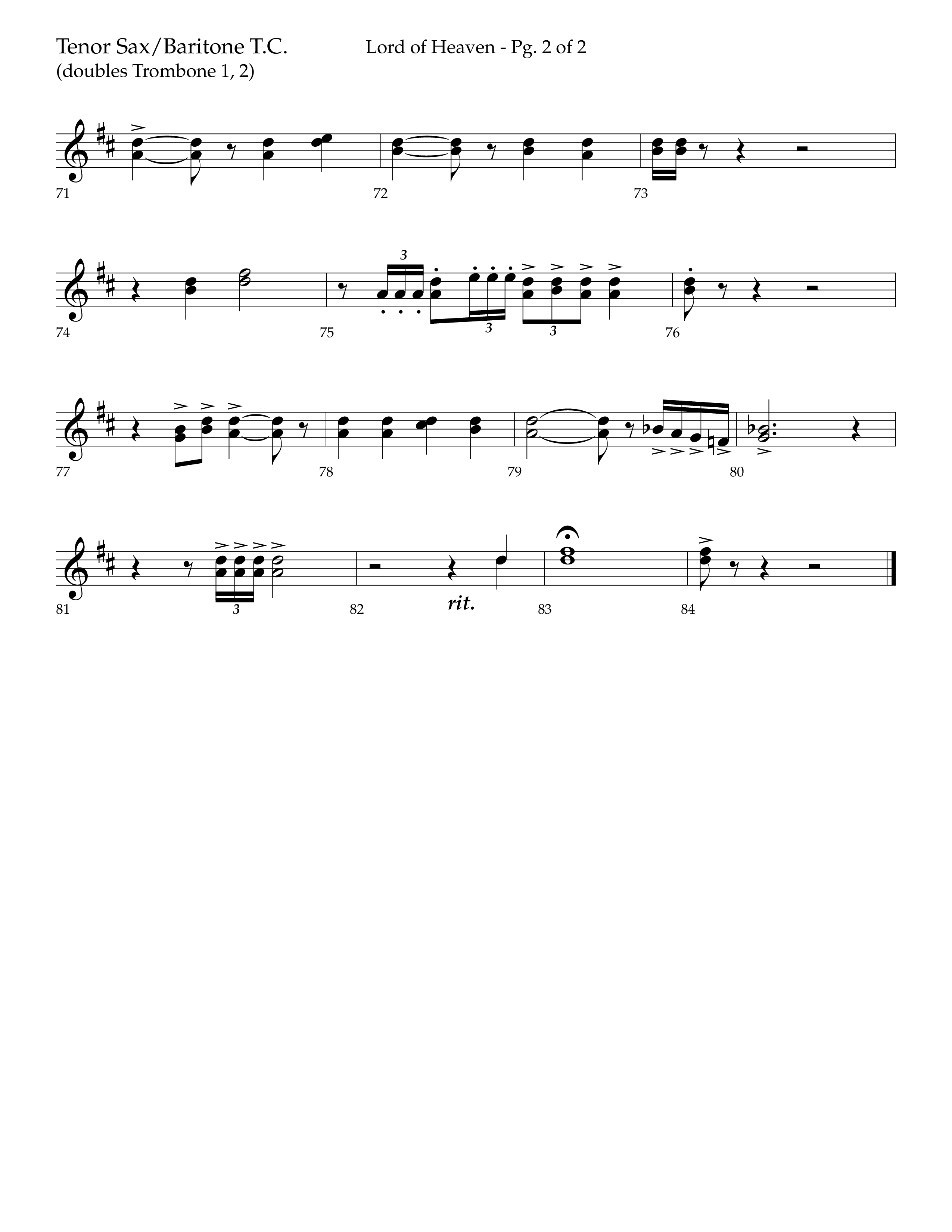 Lord of Heaven (with Holy, Holy, Holy) (Choral Anthem SATB) Tenor Sax/Baritone T.C. (Lifeway Choral / Arr. Bradley Knight)