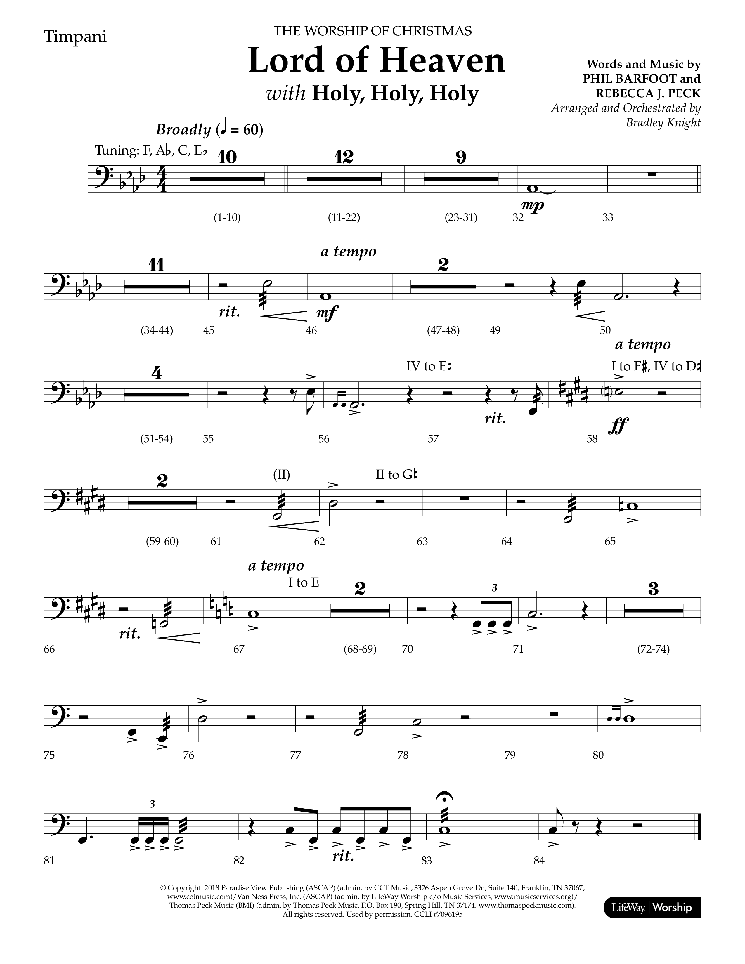 Lord of Heaven (with Holy, Holy, Holy) (Choral Anthem SATB) Timpani (Lifeway Choral / Arr. Bradley Knight)