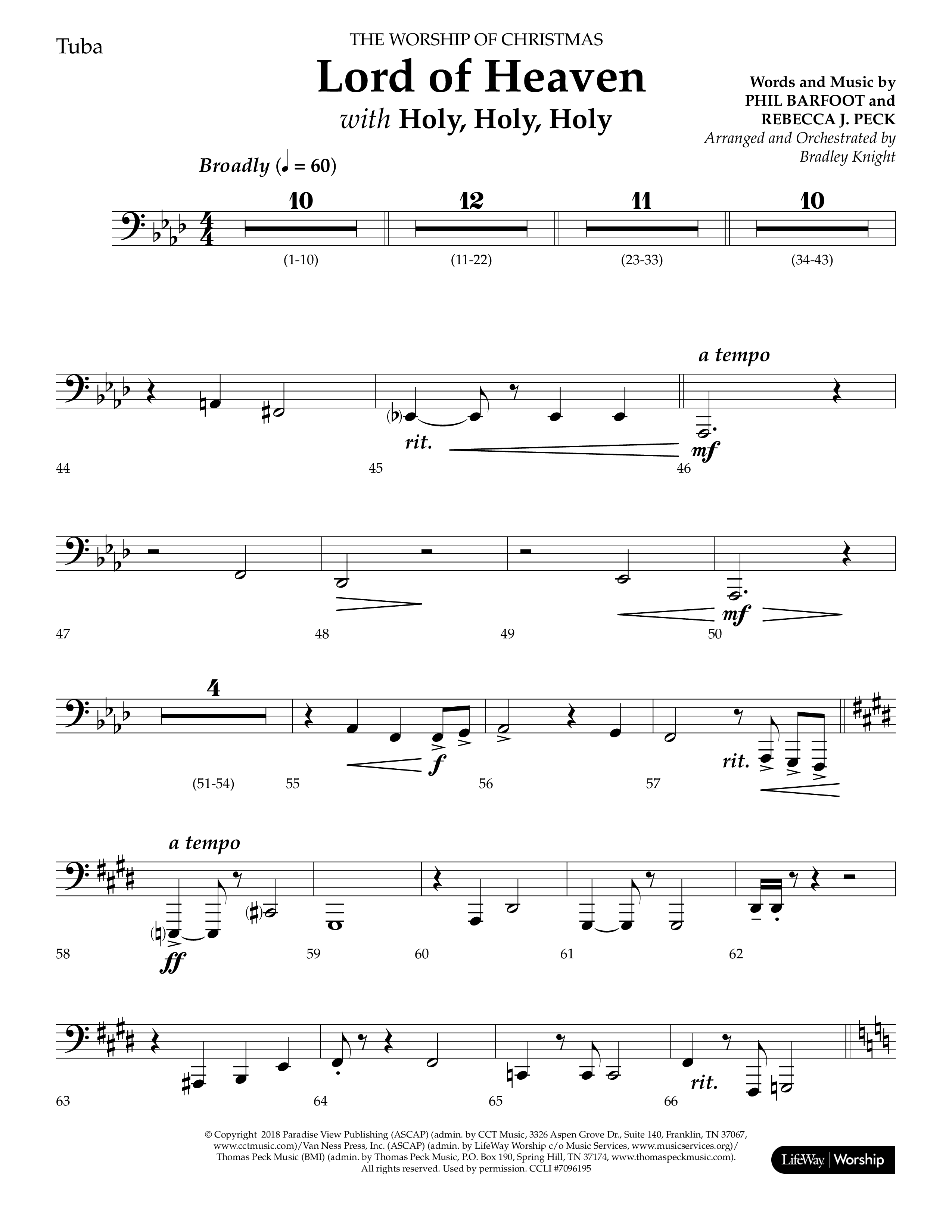 Lord of Heaven (with Holy, Holy, Holy) (Choral Anthem SATB) Tuba (Lifeway Choral / Arr. Bradley Knight)