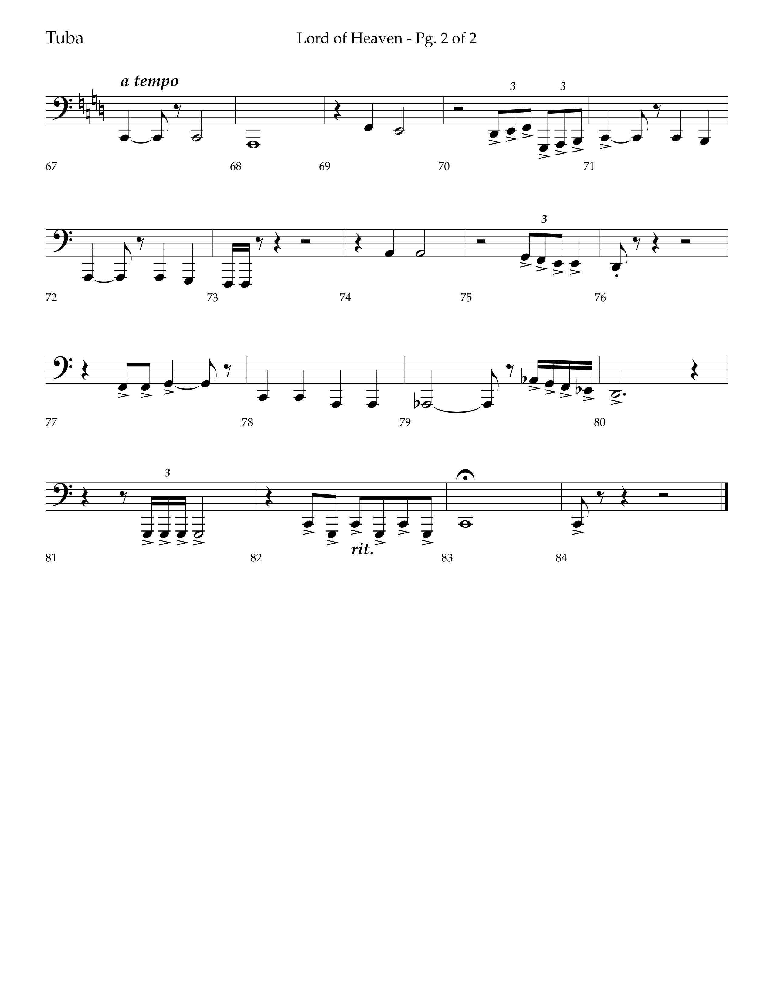 Lord of Heaven (with Holy, Holy, Holy) (Choral Anthem SATB) Tuba (Lifeway Choral / Arr. Bradley Knight)