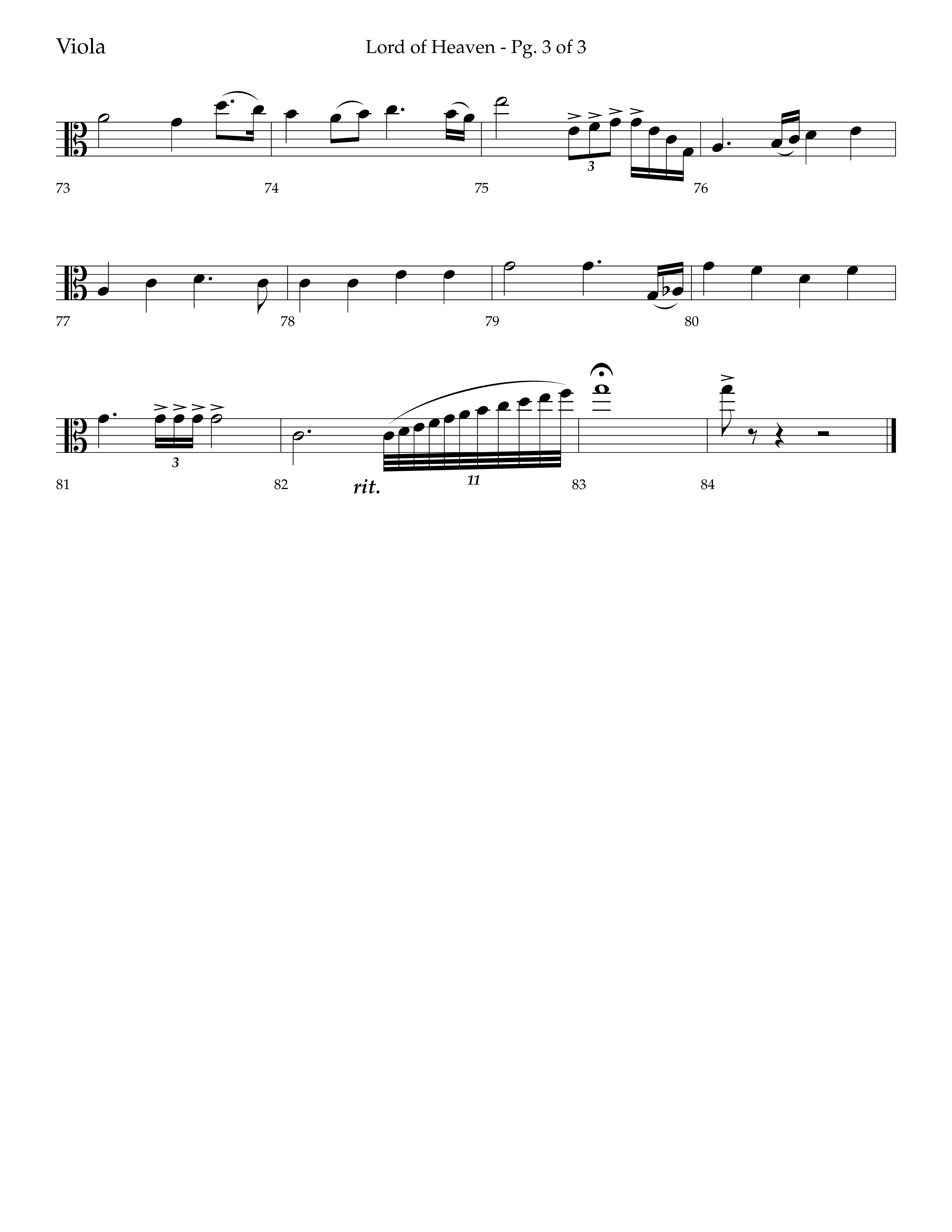 Lord of Heaven (with Holy, Holy, Holy) (Choral Anthem SATB) Viola (Lifeway Choral / Arr. Bradley Knight)