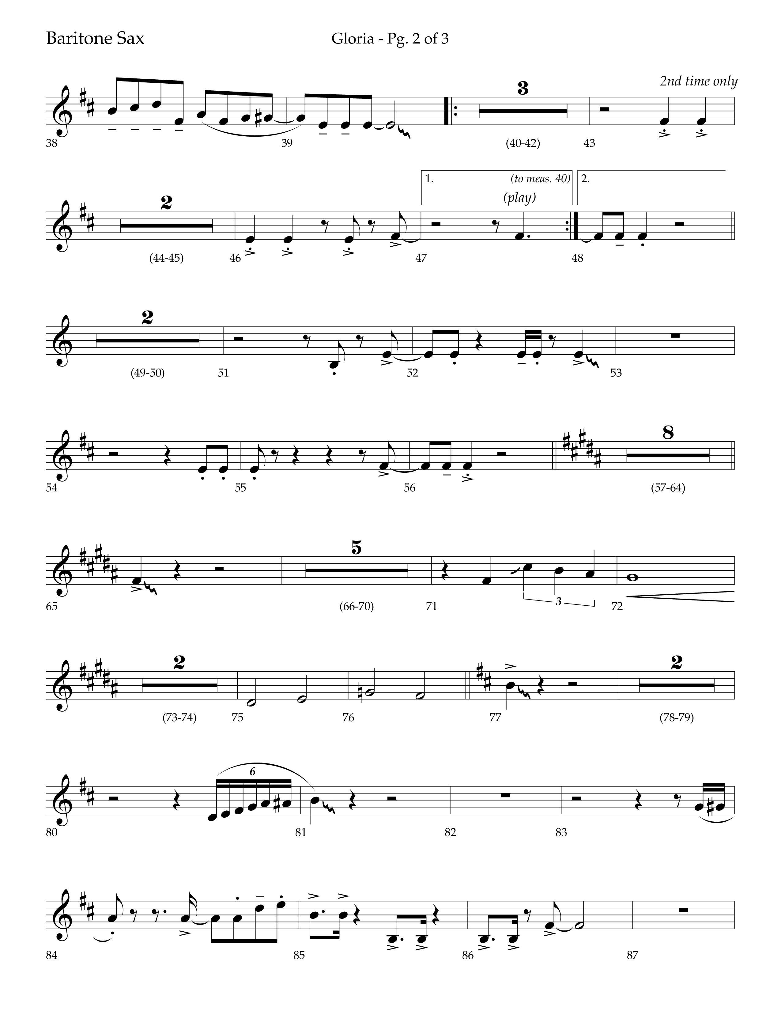 Gloria (Choral Anthem SATB) Bari Sax (Lifeway Choral / Arr. Bradley Knight)