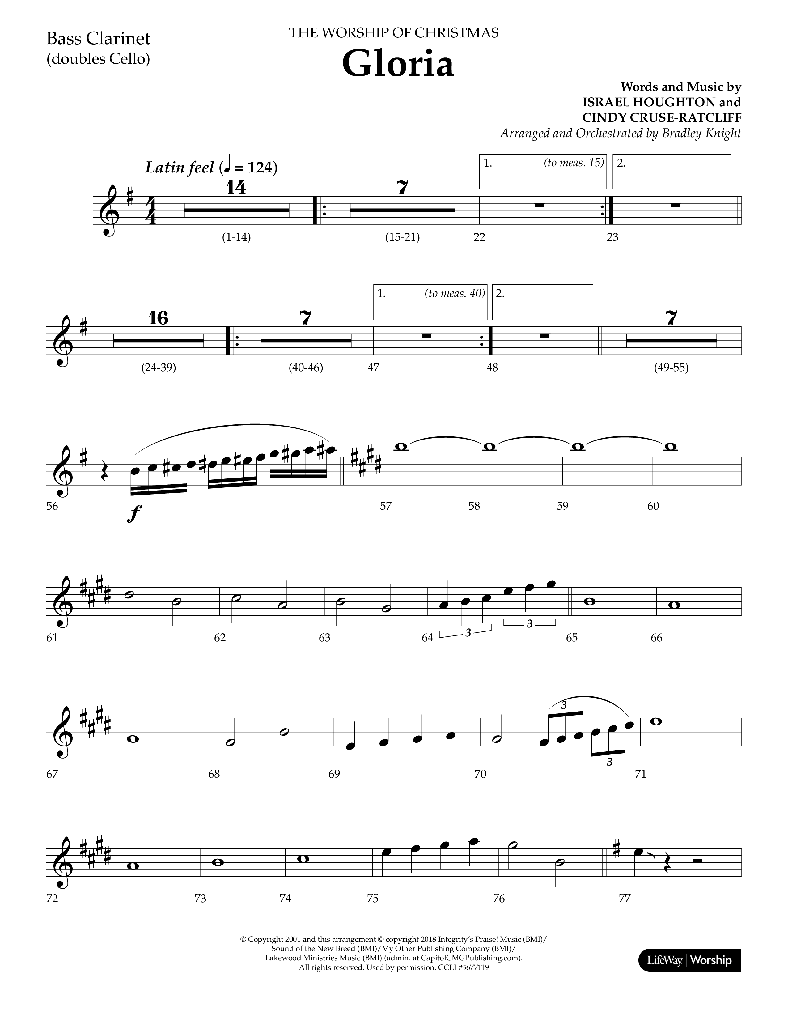 Gloria (Choral Anthem SATB) Bass Clarinet (Lifeway Choral / Arr. Bradley Knight)