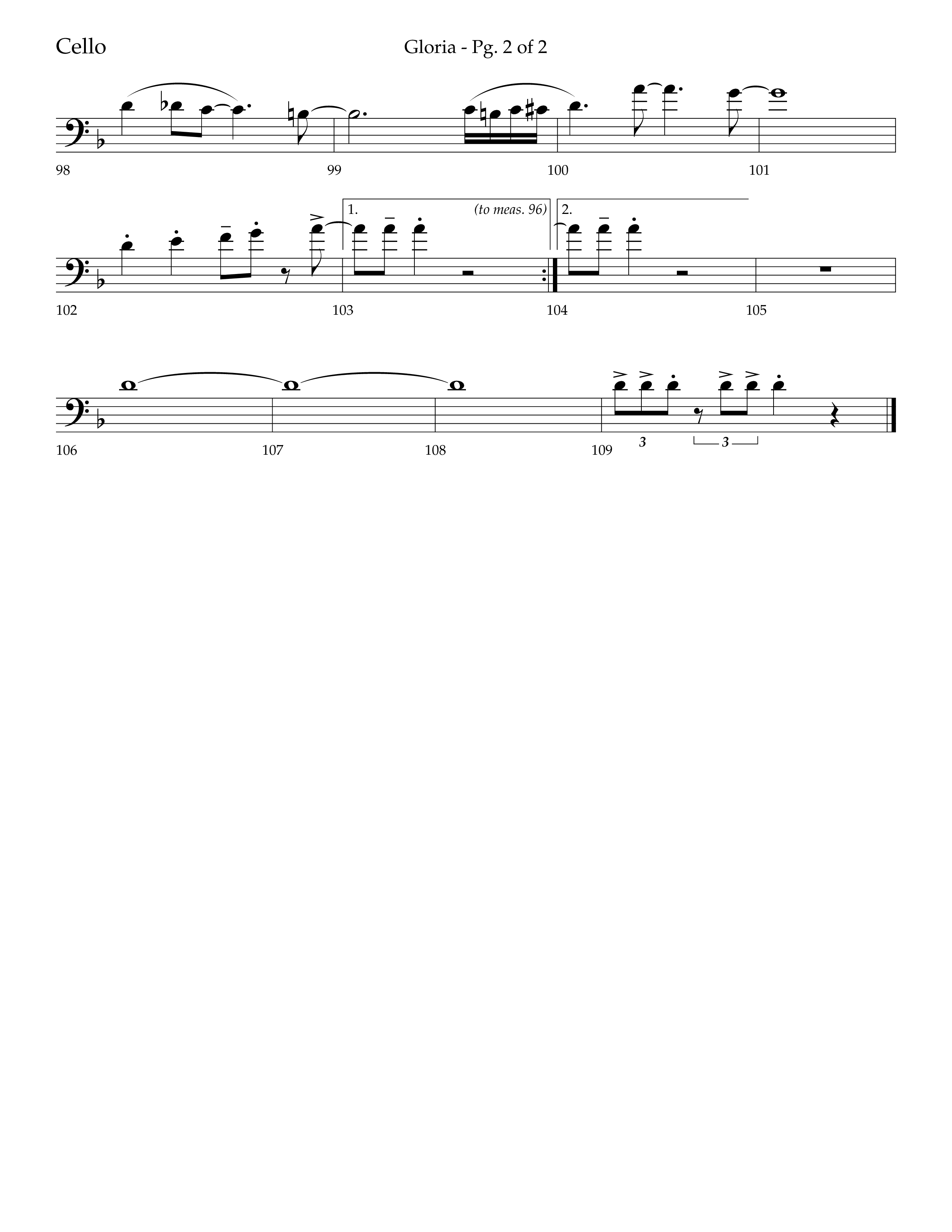 Gloria (Choral Anthem SATB) Cello (Lifeway Choral / Arr. Bradley Knight)