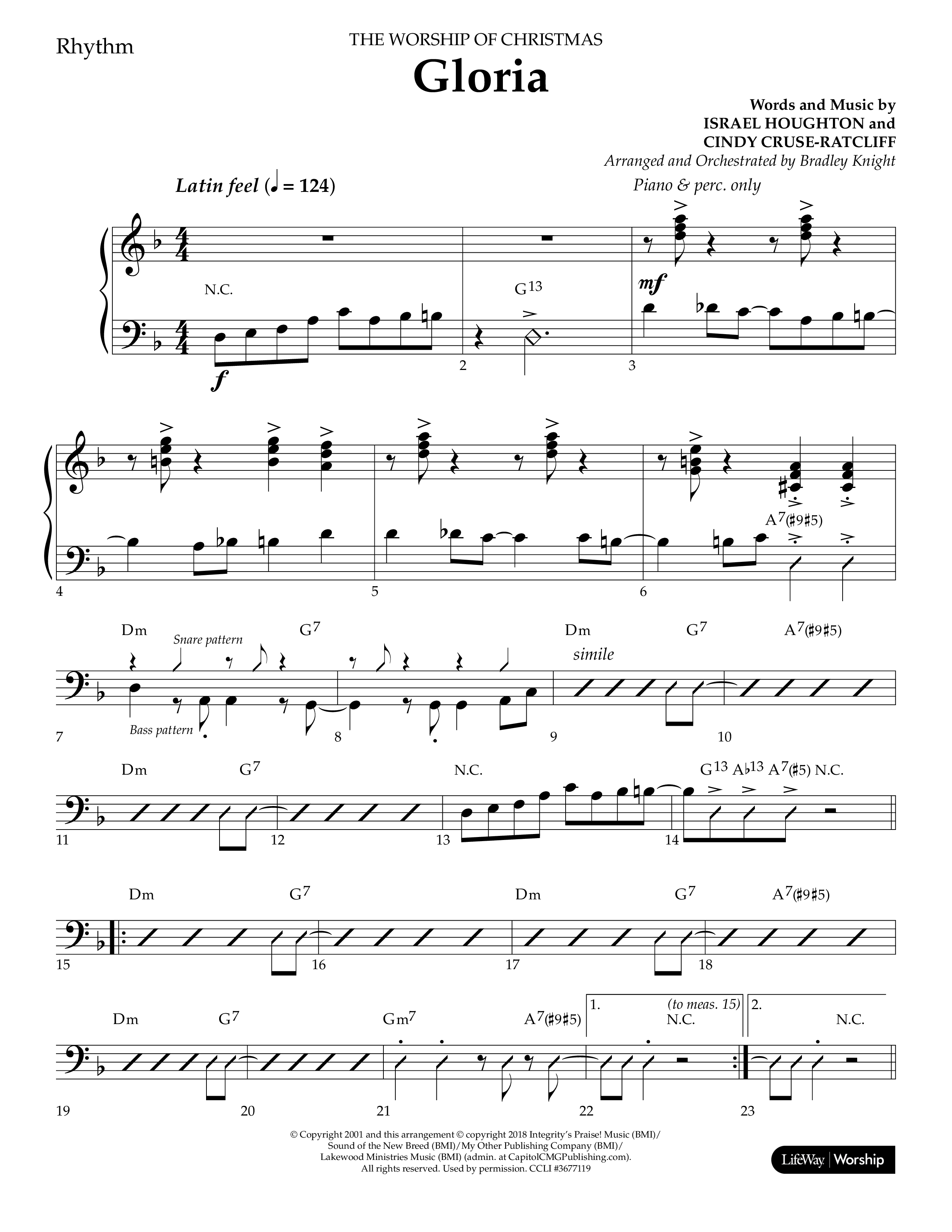 Gloria (Choral Anthem SATB) Rhythm Chart (Lifeway Choral / Arr. Bradley Knight)