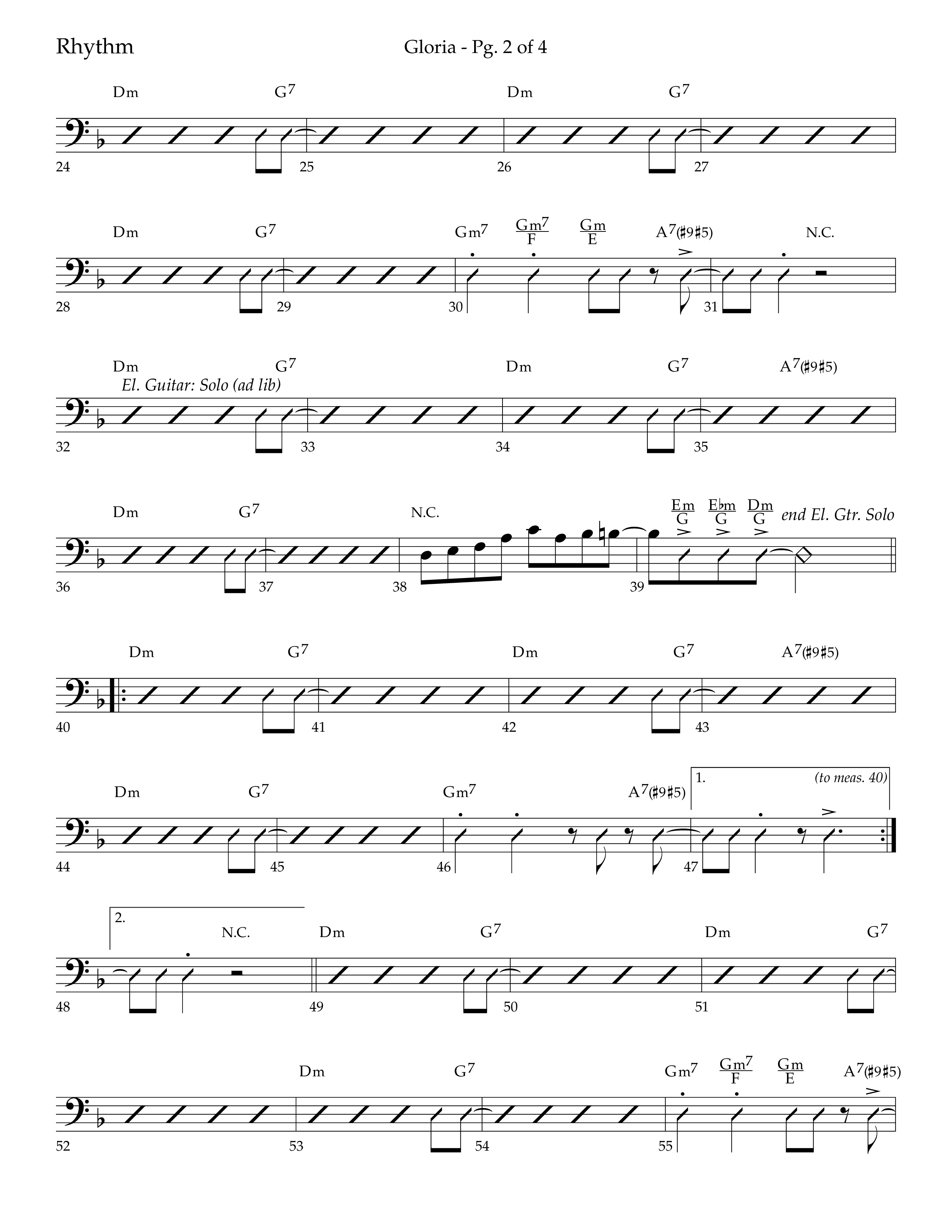 Gloria (Choral Anthem SATB) Rhythm Chart (Lifeway Choral / Arr. Bradley Knight)