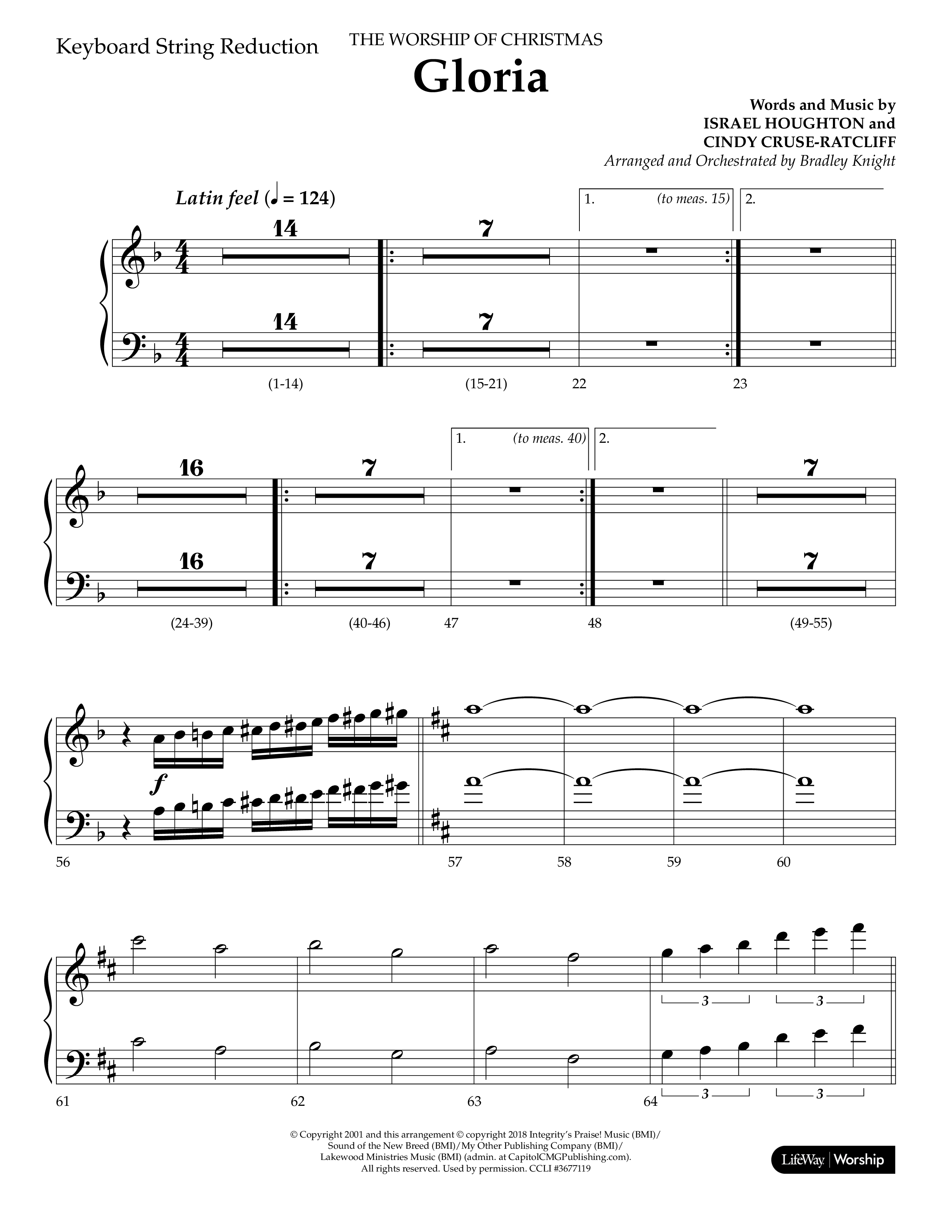 Gloria (Choral Anthem SATB) String Reduction (Lifeway Choral / Arr. Bradley Knight)