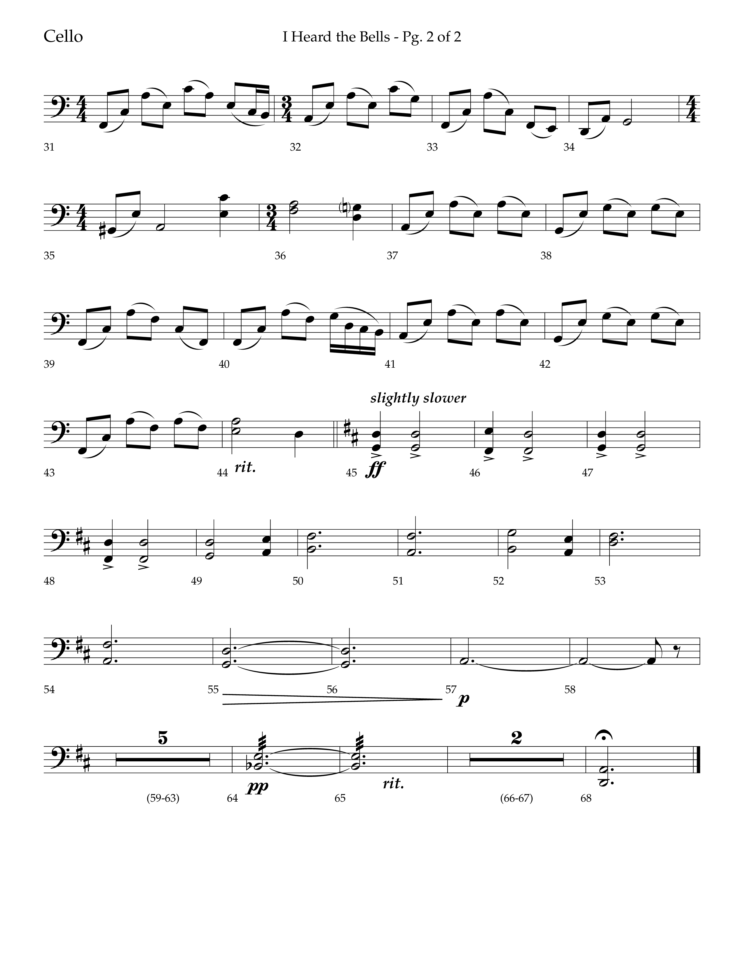 I Heard the Bells (Choral Anthem SATB) Cello (Lifeway Choral / Arr. Bradley Knight)