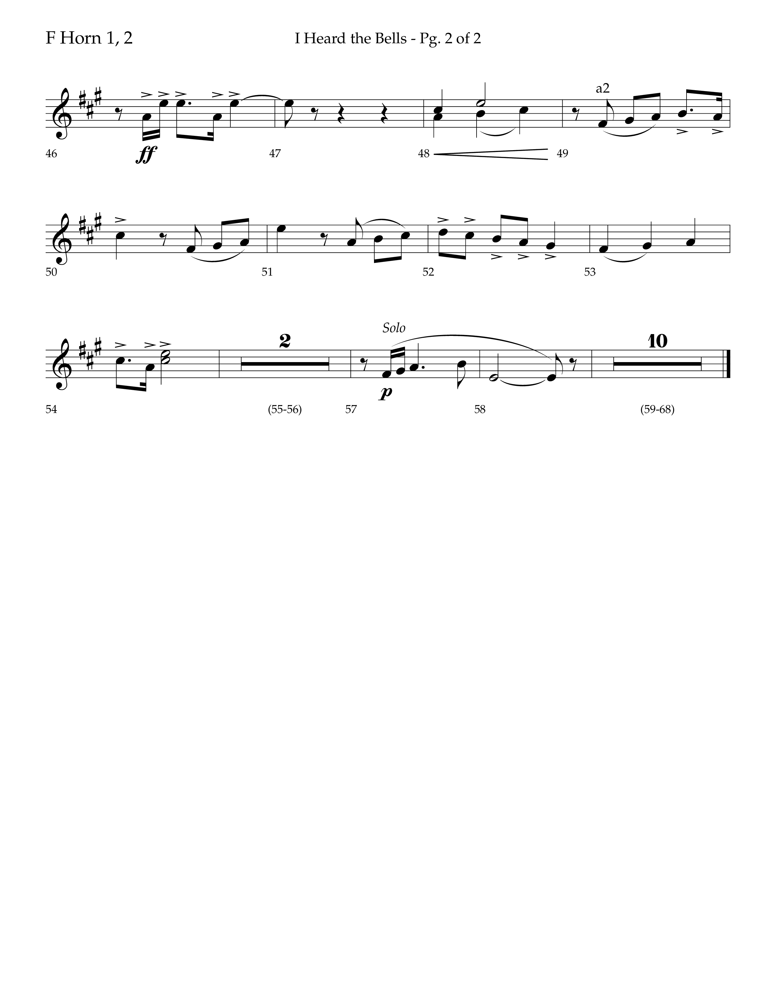 I Heard the Bells (Choral Anthem SATB) French Horn 1/2 (Lifeway Choral / Arr. Bradley Knight)