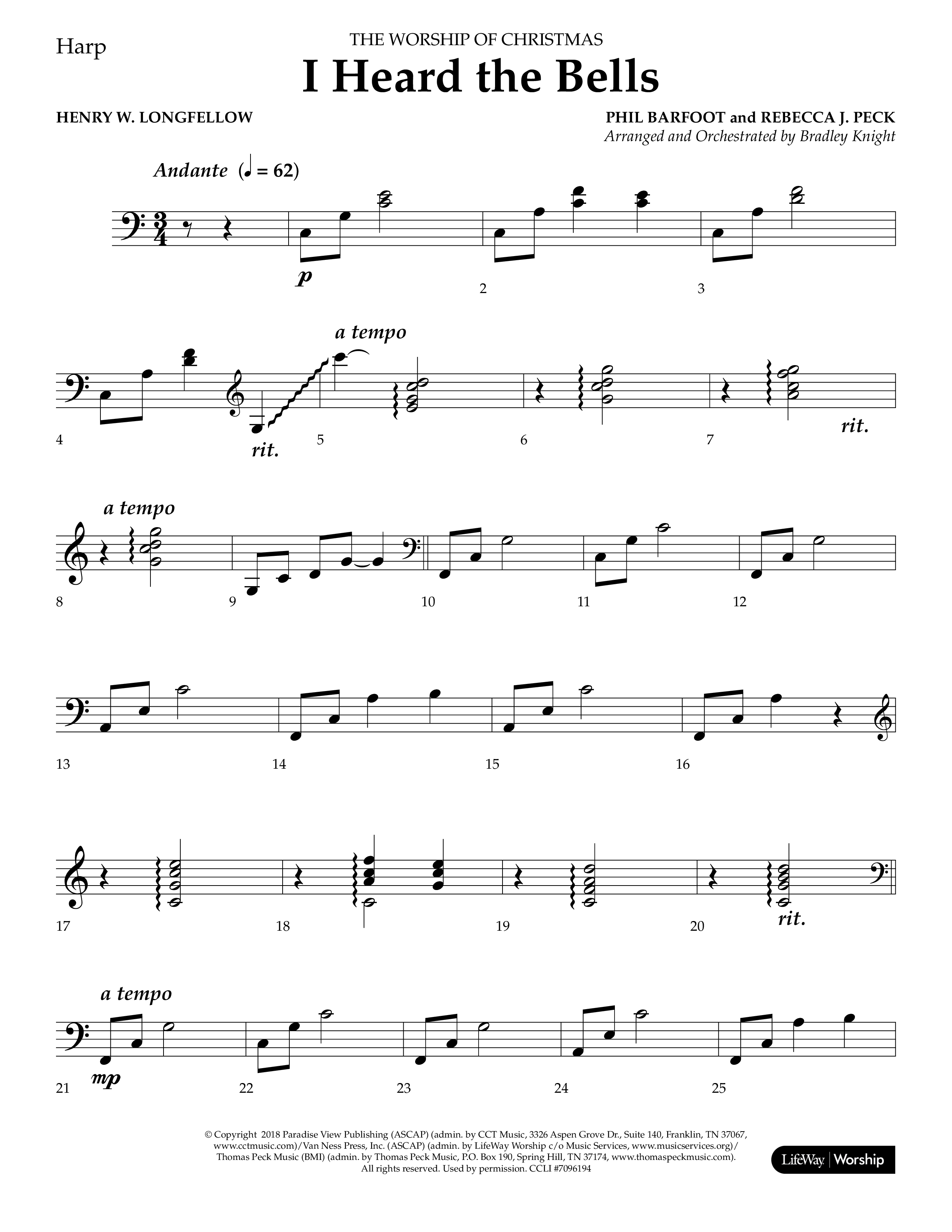 I Heard the Bells (Choral Anthem SATB) Harp (Lifeway Choral / Arr. Bradley Knight)