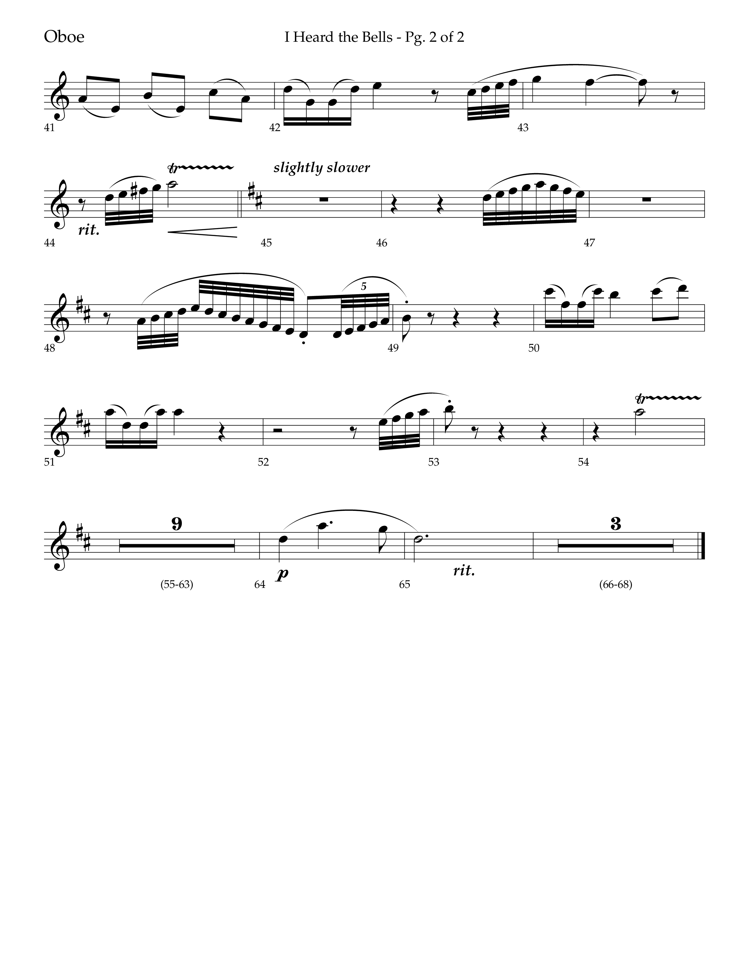 I Heard the Bells (Choral Anthem SATB) Oboe (Lifeway Choral / Arr. Bradley Knight)