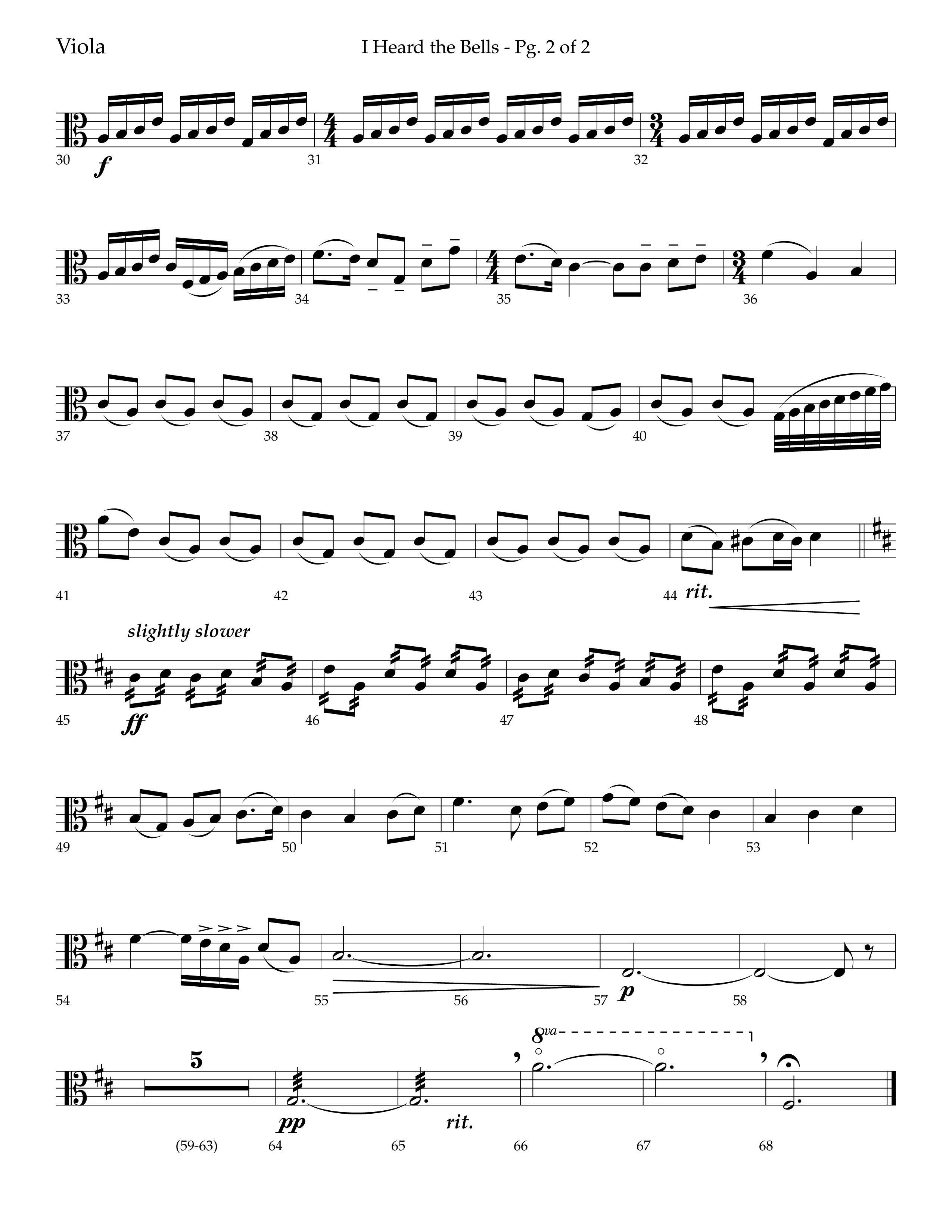 I Heard the Bells (Choral Anthem SATB) Viola (Lifeway Choral / Arr. Bradley Knight)
