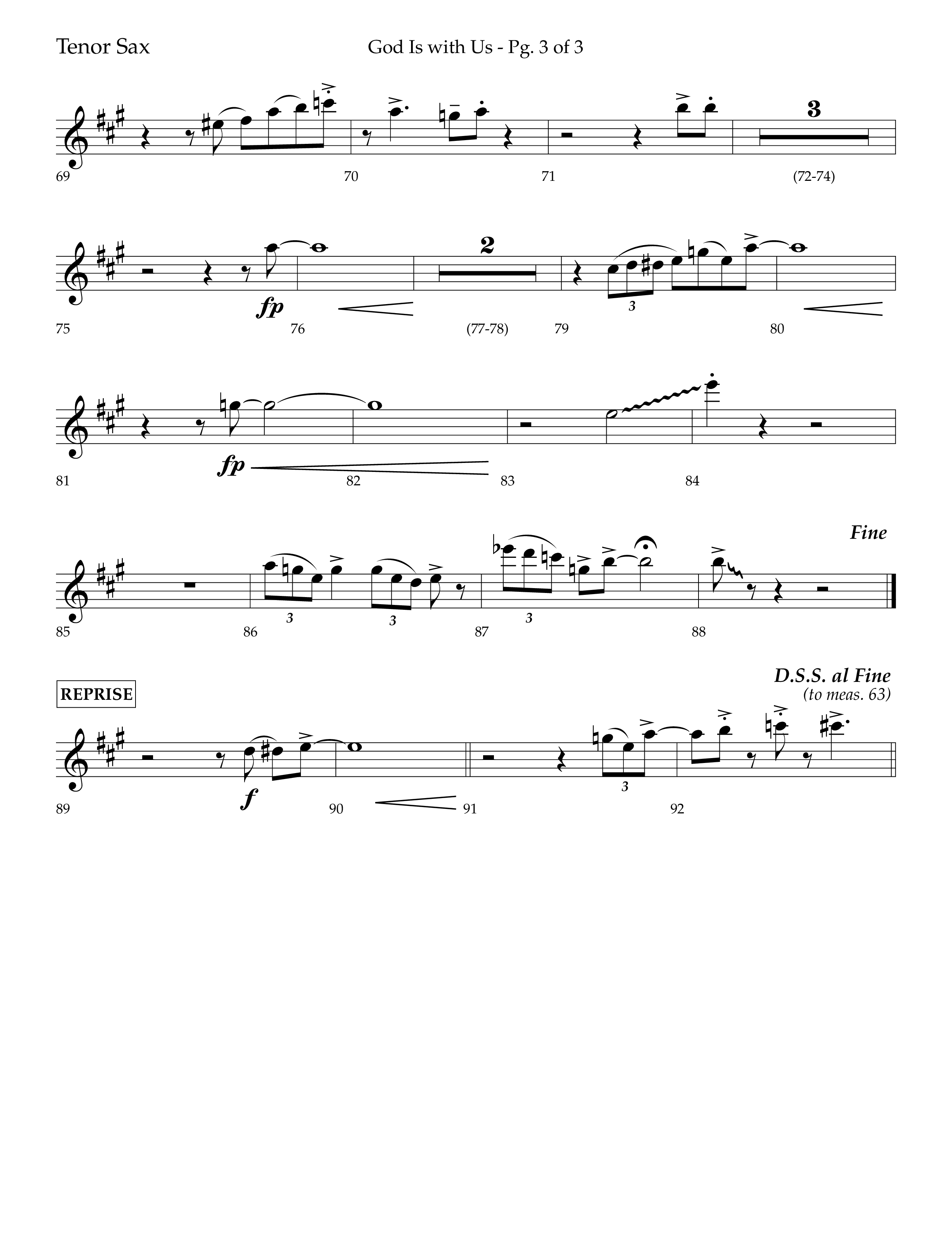 God Is With Us (Choral Anthem SATB) Tenor Sax 1 (Lifeway Choral / Arr. Bradley Knight)