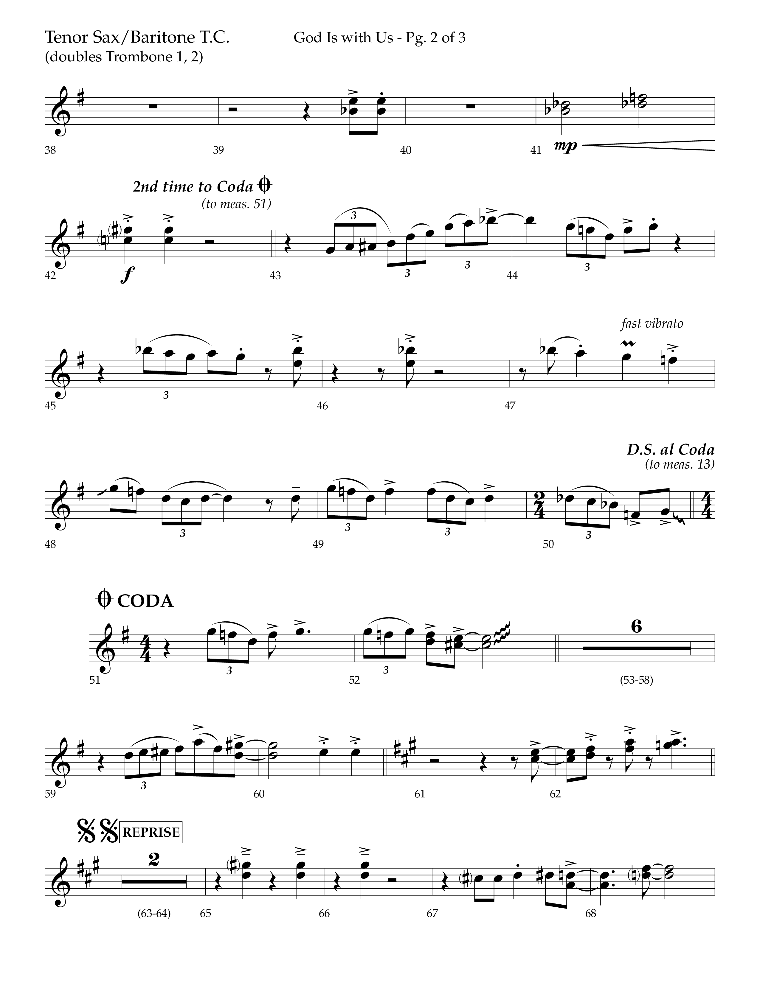 God Is With Us (Choral Anthem SATB) Tenor Sax/Baritone T.C. (Lifeway Choral / Arr. Bradley Knight)