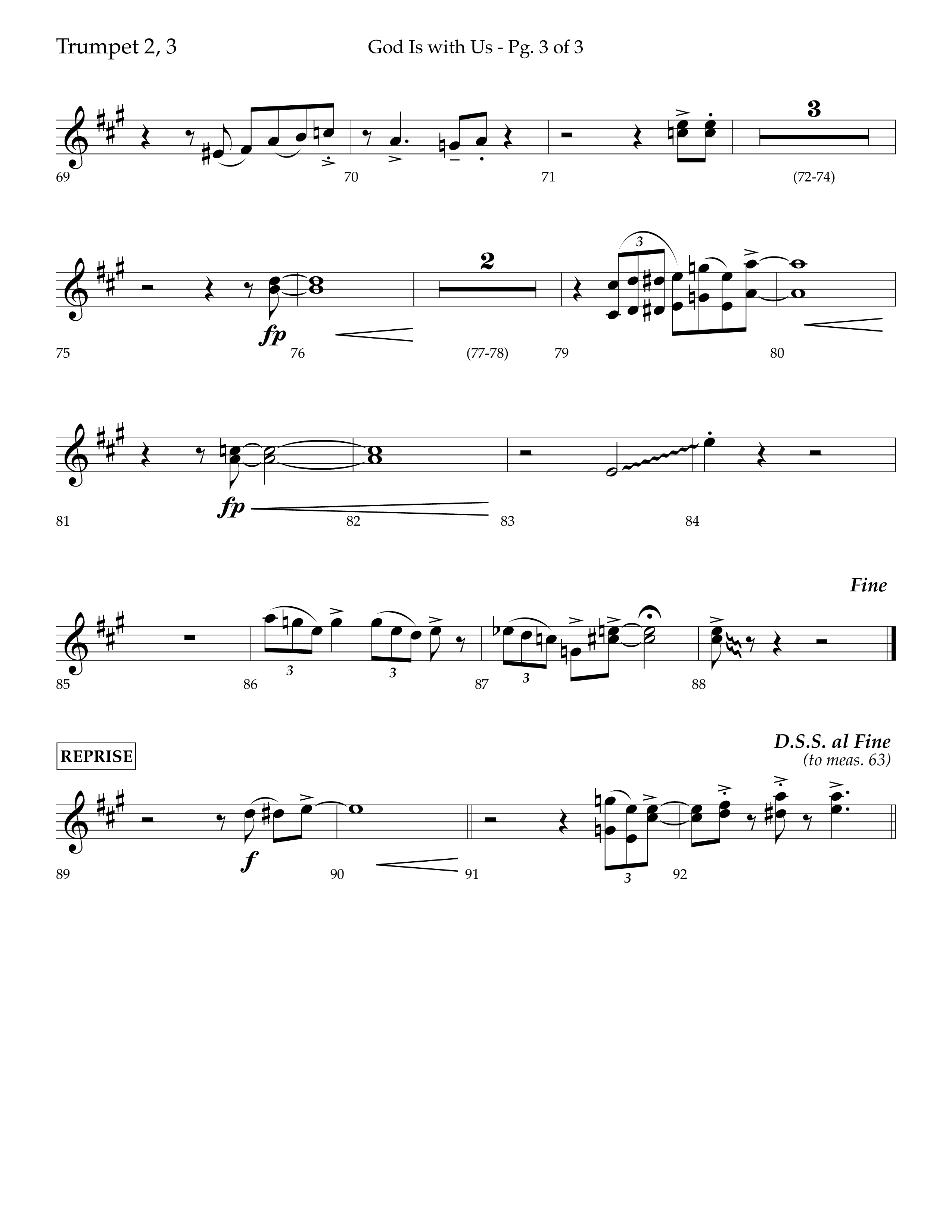 God Is With Us (Choral Anthem SATB) Trumpet 2/3 (Lifeway Choral / Arr. Bradley Knight)