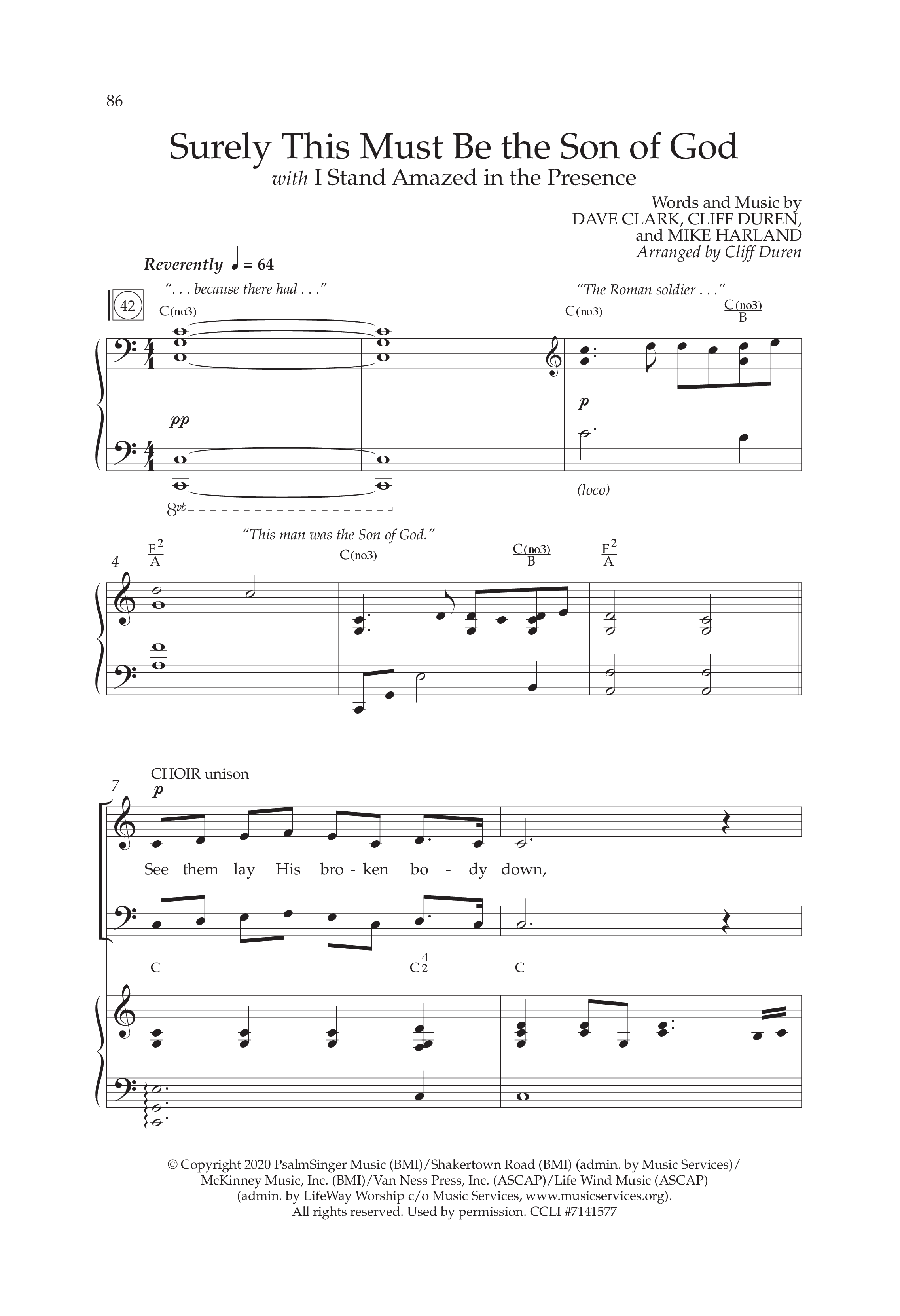 The Story Of Jesus (10 Song Choral Collection) Song 7 (Piano SATB) (Lifeway Choral / Arr. Cliff Duren)