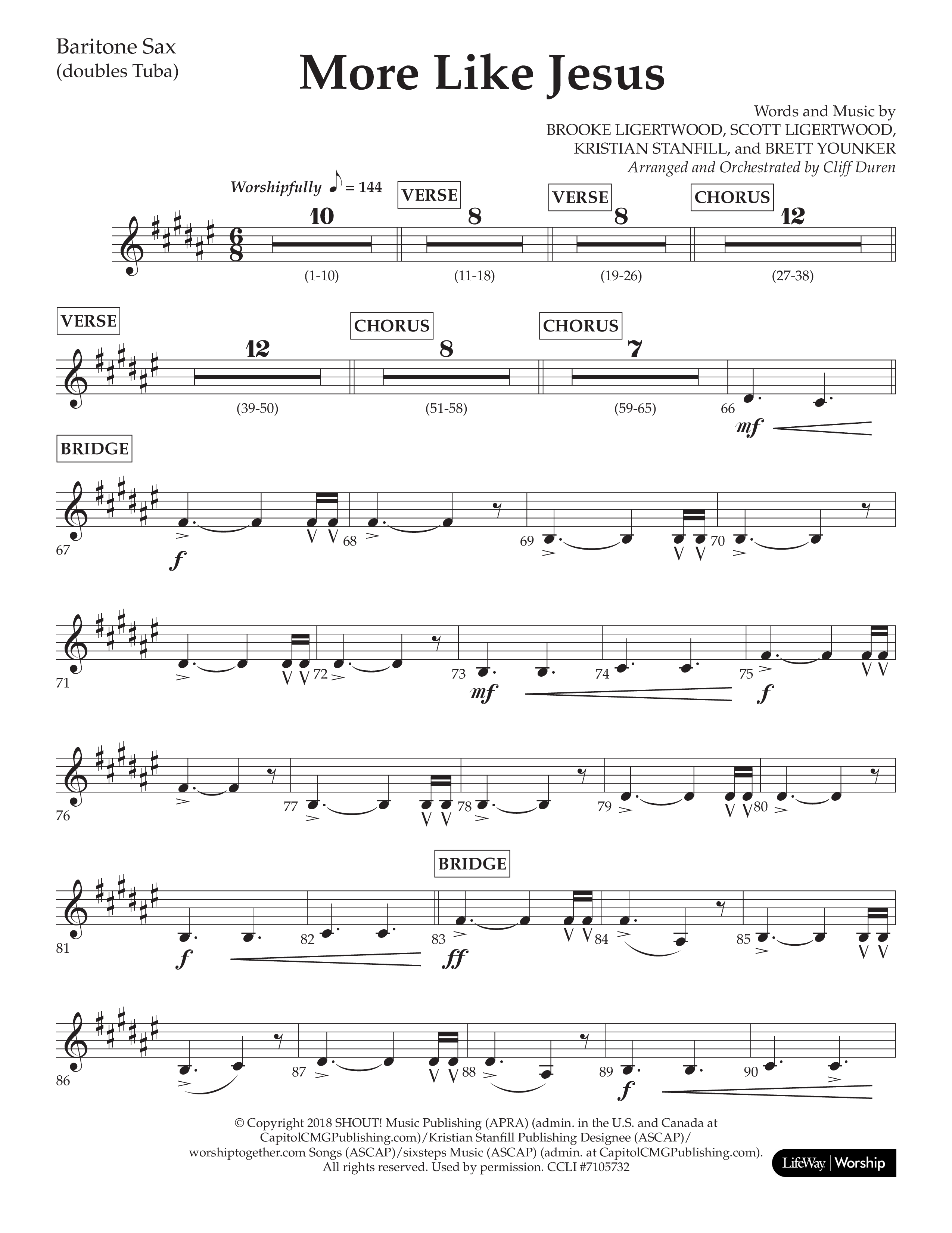 More Like Jesus (Choral Anthem SATB) Bari Sax (Lifeway Choral / Arr. Cliff Duren)