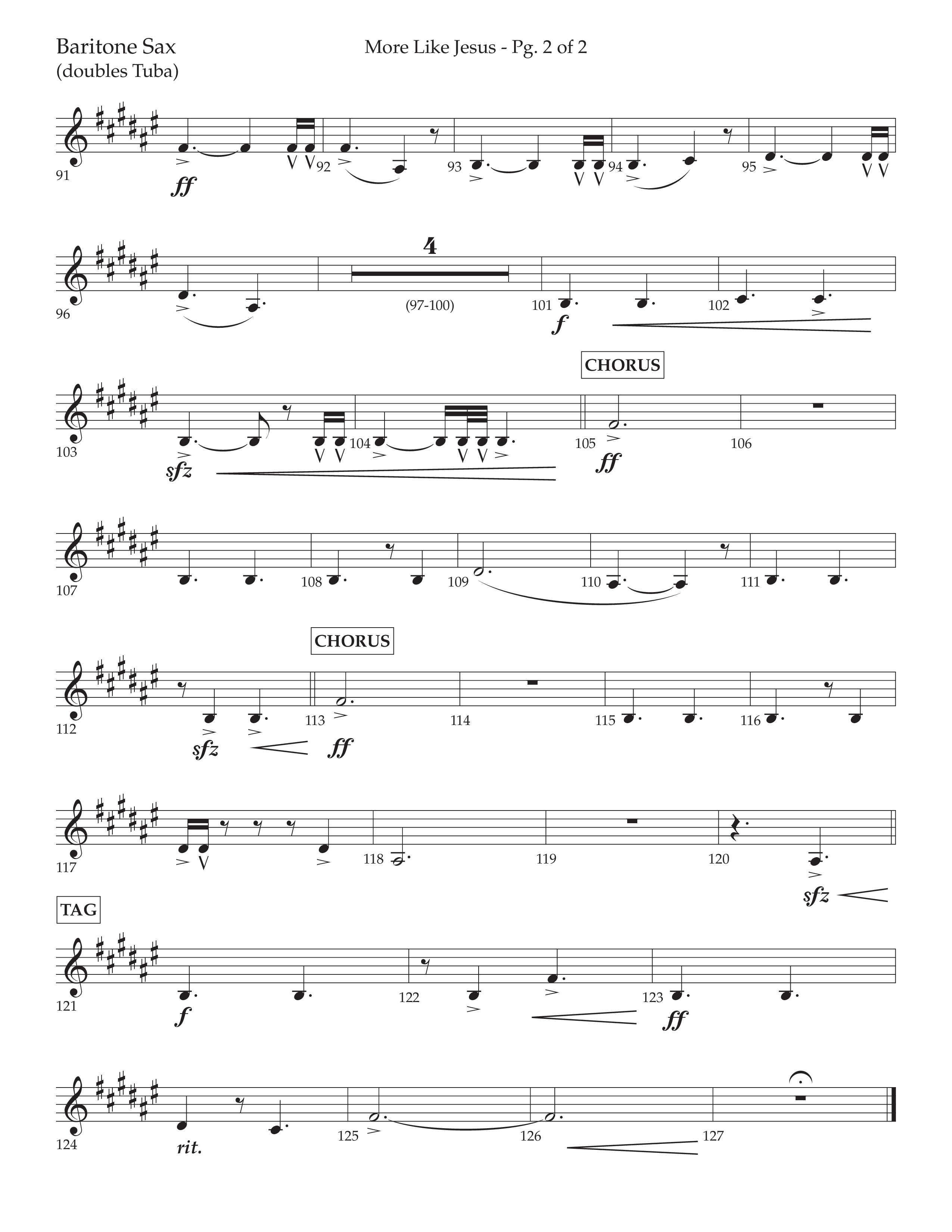 More Like Jesus (Choral Anthem SATB) Bari Sax (Lifeway Choral / Arr. Cliff Duren)