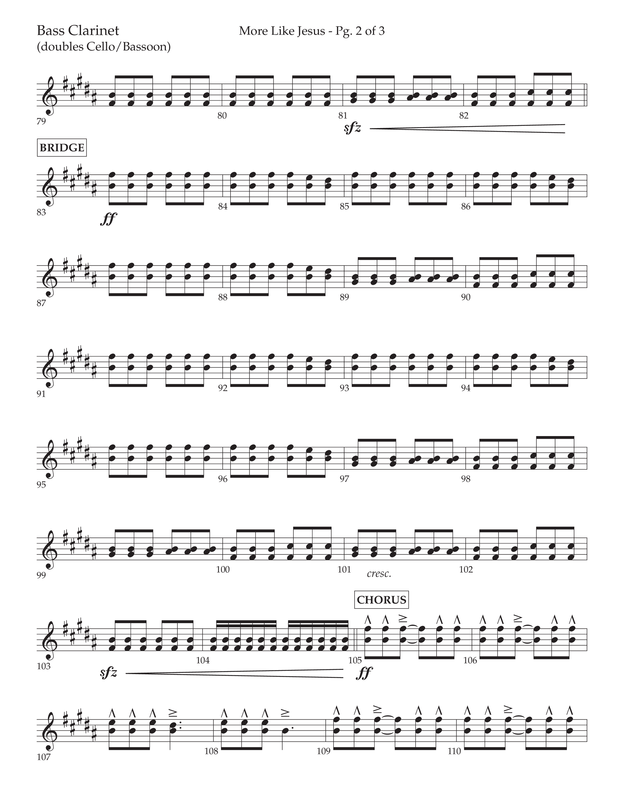 More Like Jesus (Choral Anthem SATB) Bass Clarinet (Lifeway Choral / Arr. Cliff Duren)