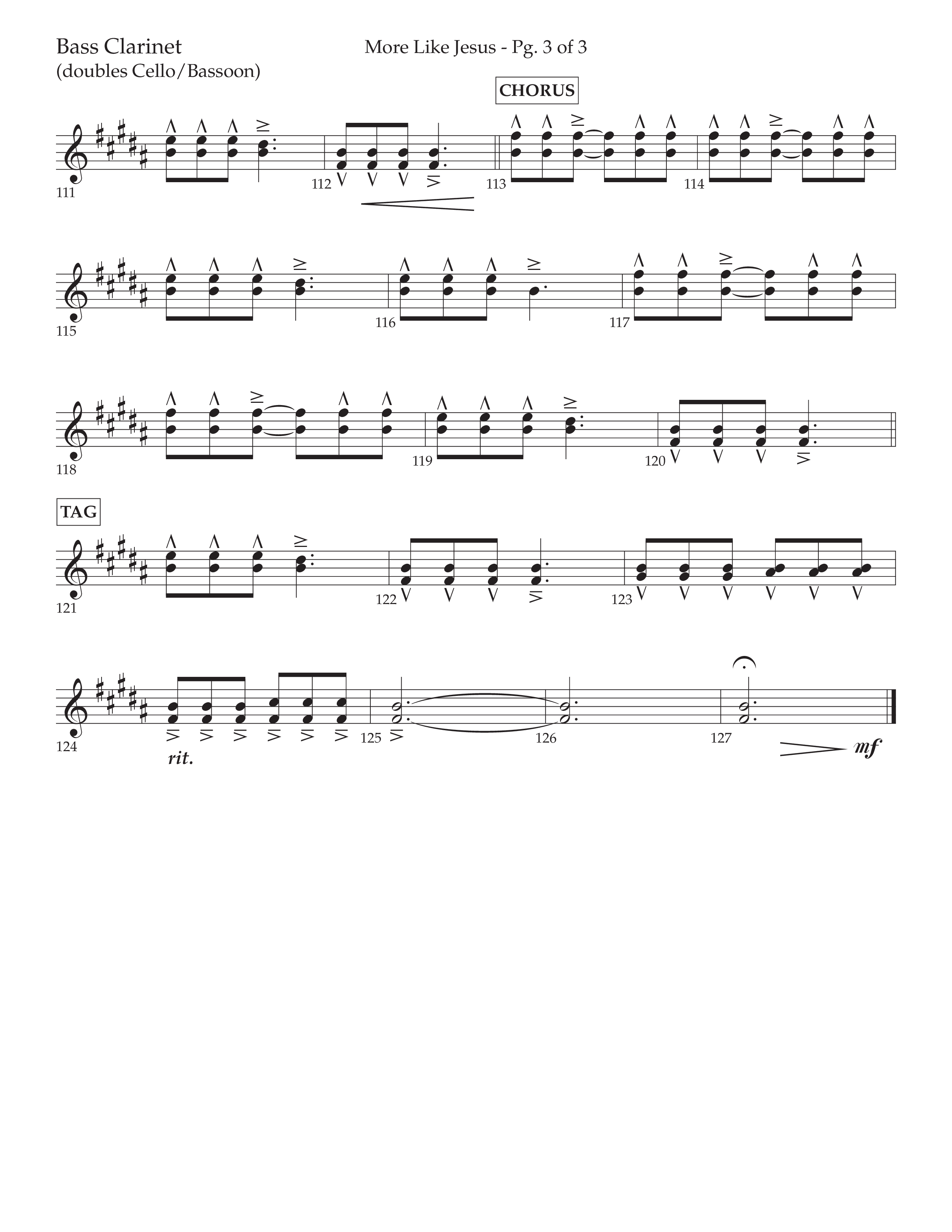 More Like Jesus (Choral Anthem SATB) Bass Clarinet (Lifeway Choral / Arr. Cliff Duren)