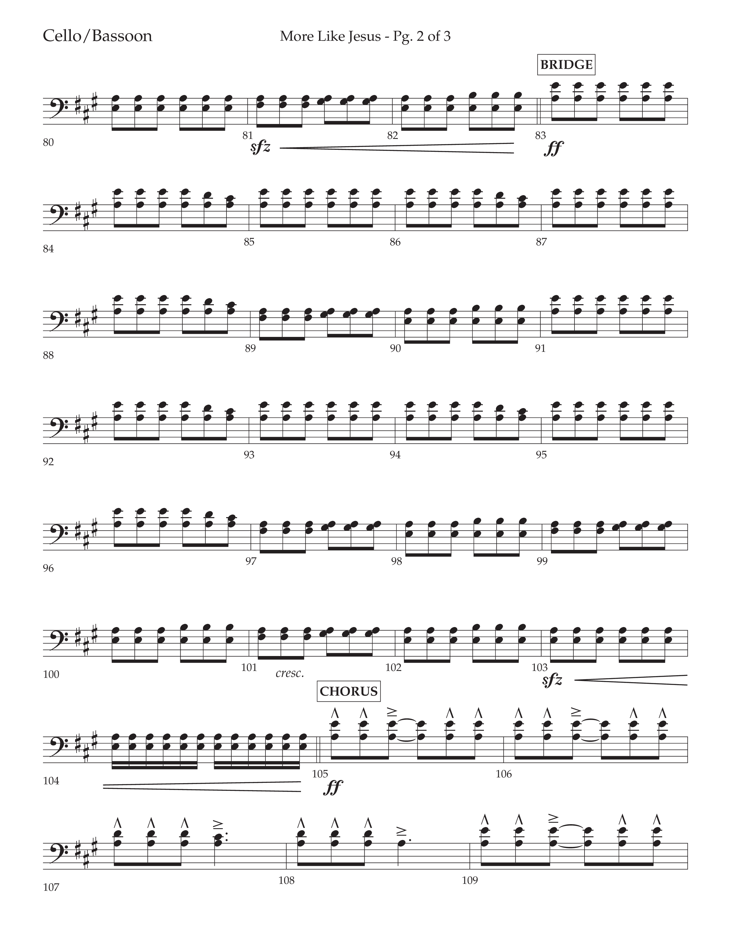 More Like Jesus (Choral Anthem SATB) Cello (Lifeway Choral / Arr. Cliff Duren)