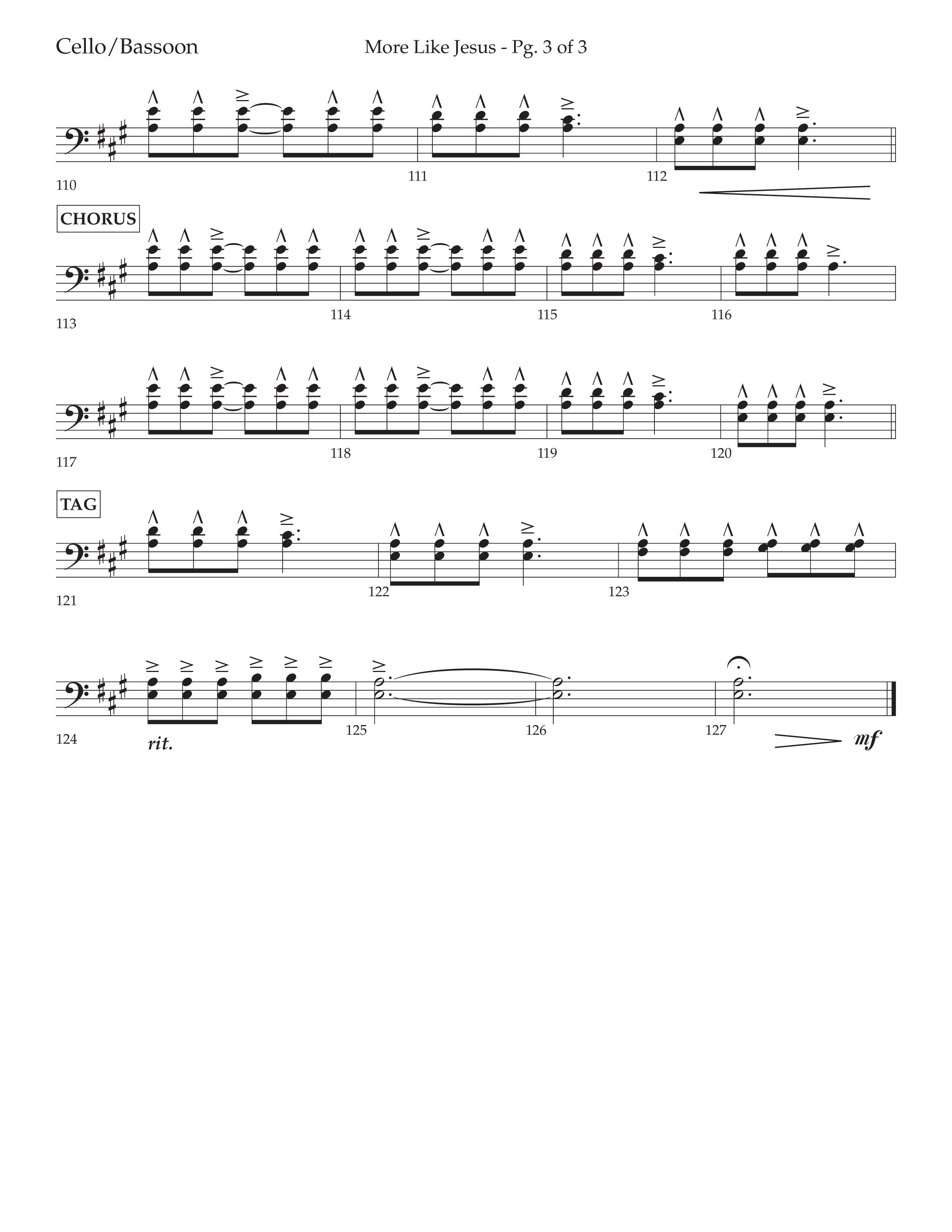 More Like Jesus (Choral Anthem SATB) Cello (Lifeway Choral / Arr. Cliff Duren)