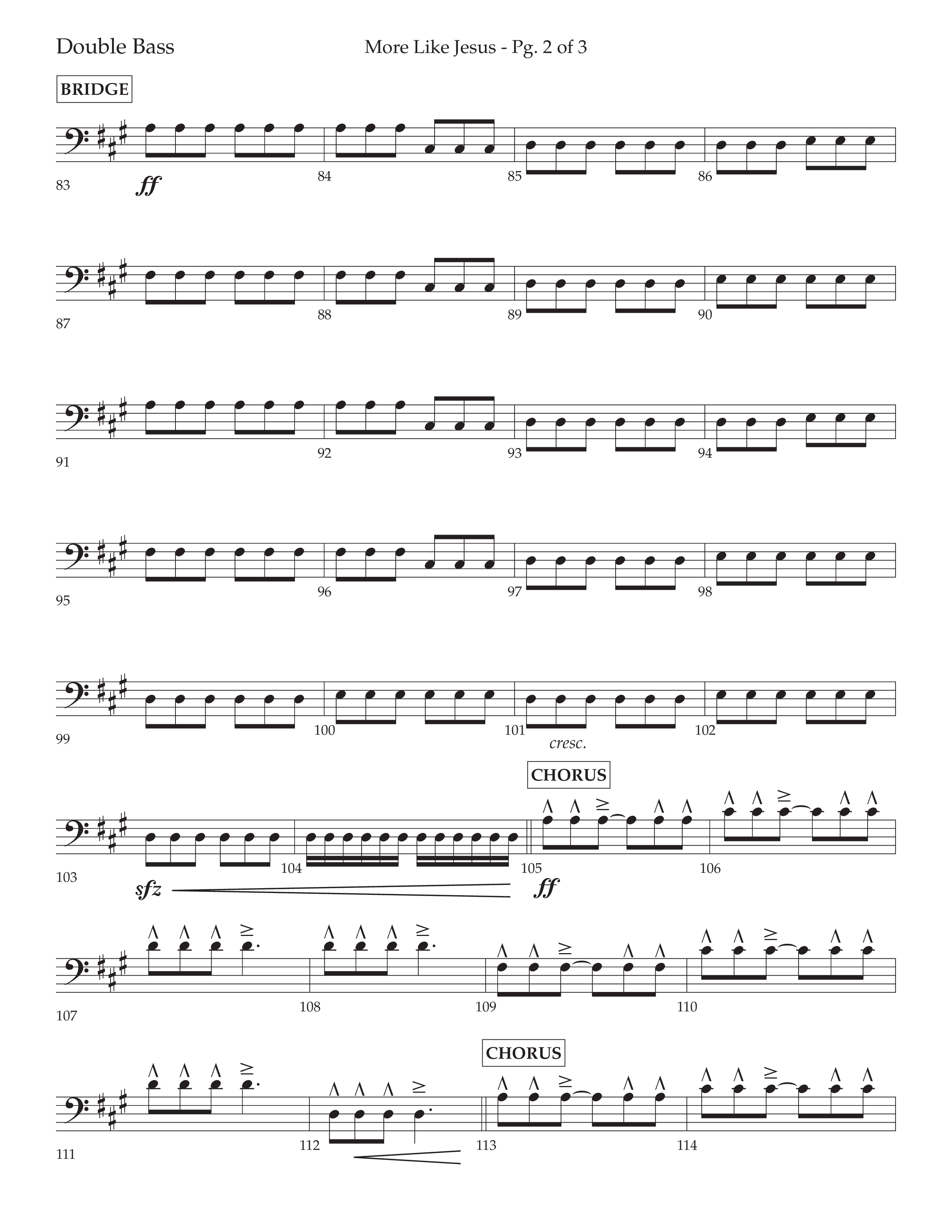 More Like Jesus (Choral Anthem SATB) Double Bass (Lifeway Choral / Arr. Cliff Duren)