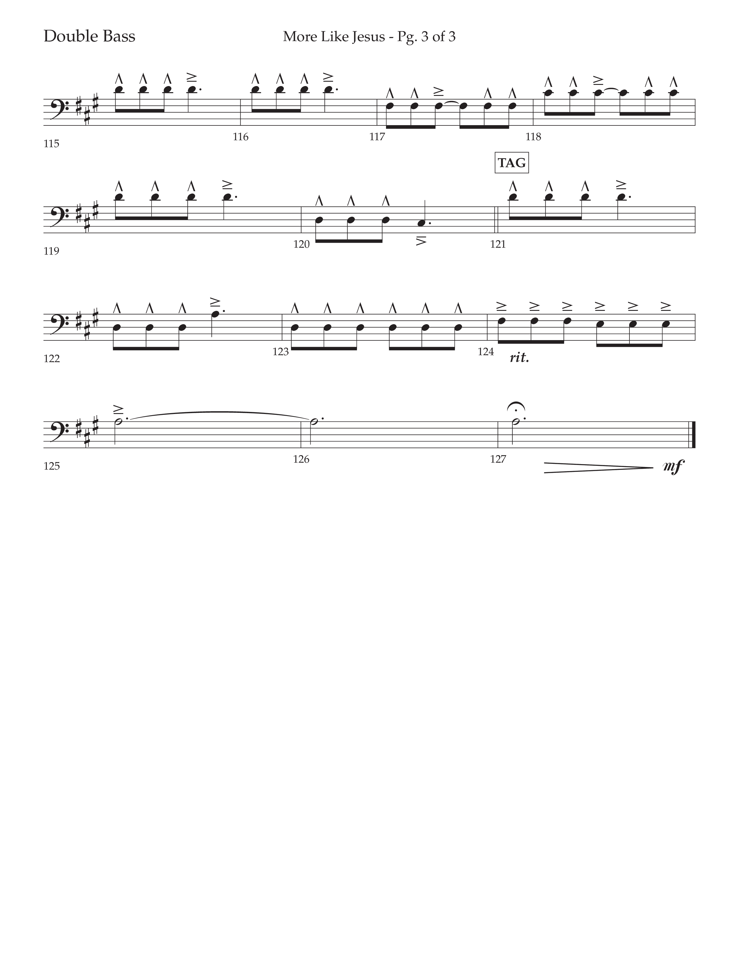 More Like Jesus (Choral Anthem SATB) Double Bass (Lifeway Choral / Arr. Cliff Duren)