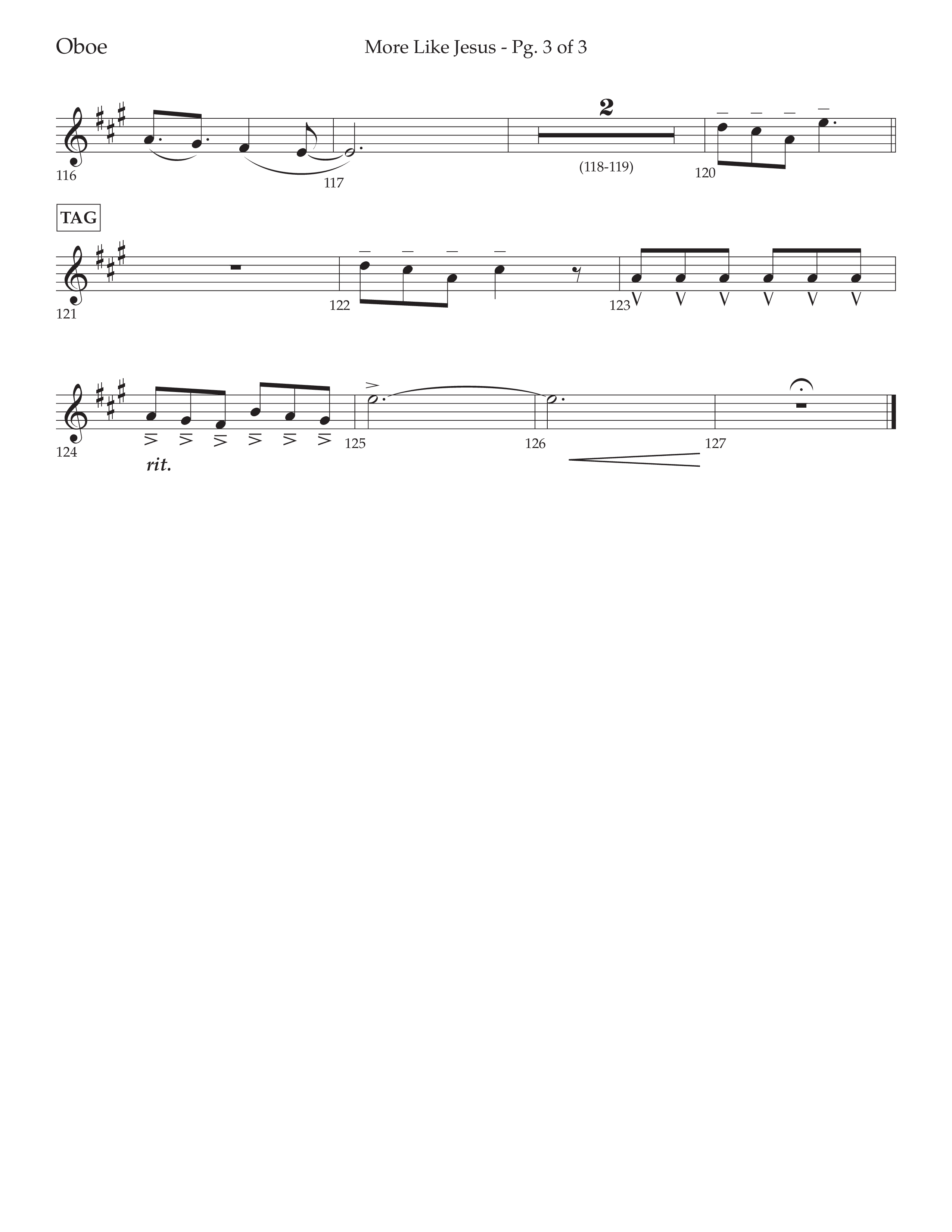 More Like Jesus (Choral Anthem SATB) Oboe (Lifeway Choral / Arr. Cliff Duren)